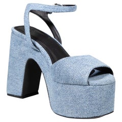 Coperni Blue Denim Bridge Platform Sandals Size IT 39