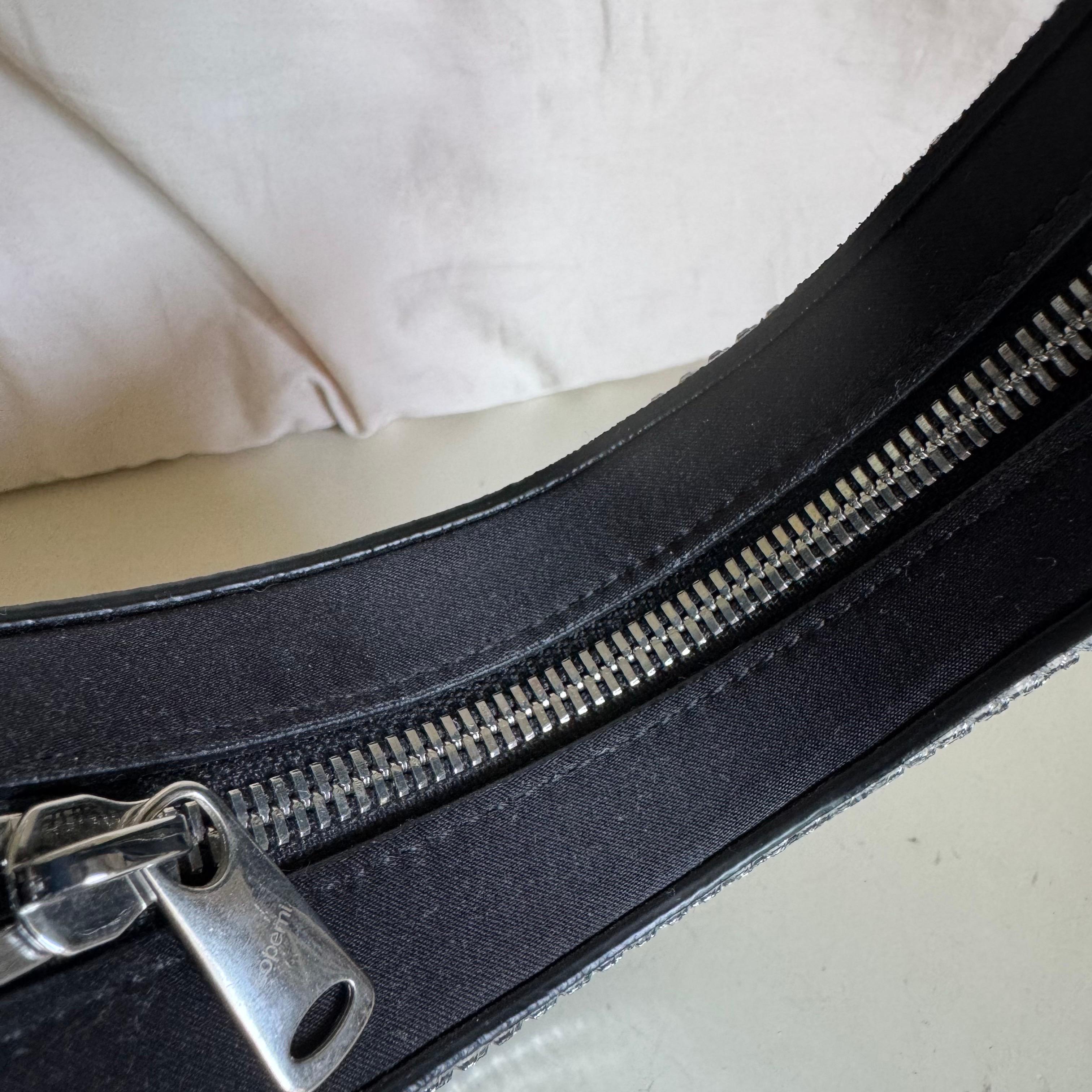 Borsa Coperni Mini Swipe impreziosita da cristalli, nera in vendita 14