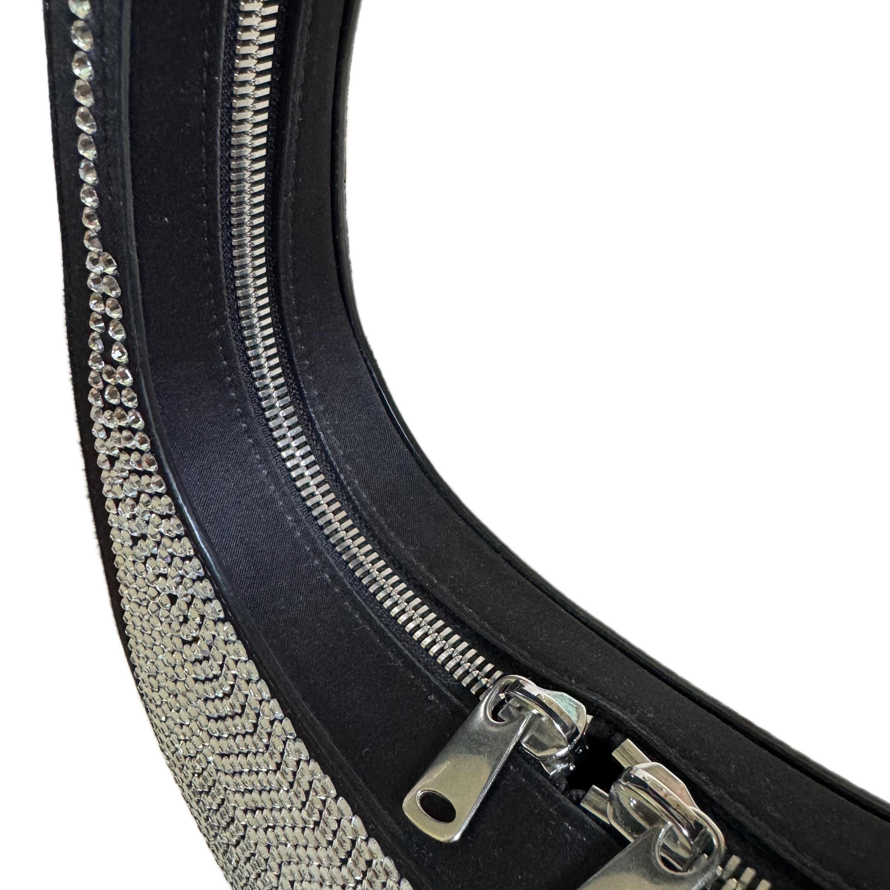 Borsa Coperni Mini Swipe impreziosita da cristalli, nera in vendita 1