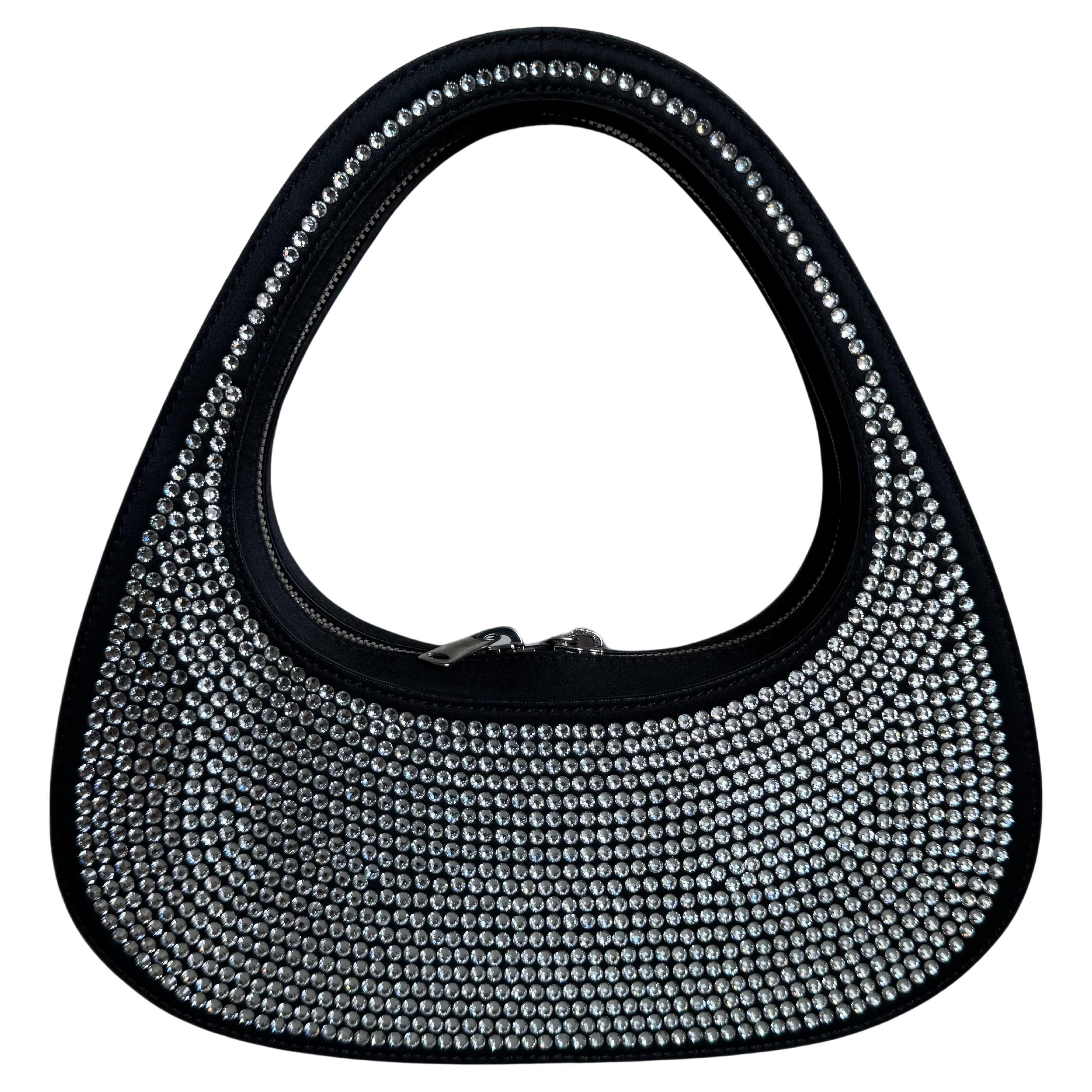 Borsa Coperni Mini Swipe impreziosita da cristalli, nera in vendita