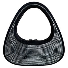 Borsa Coperni Mini Swipe impreziosita da cristalli, nera