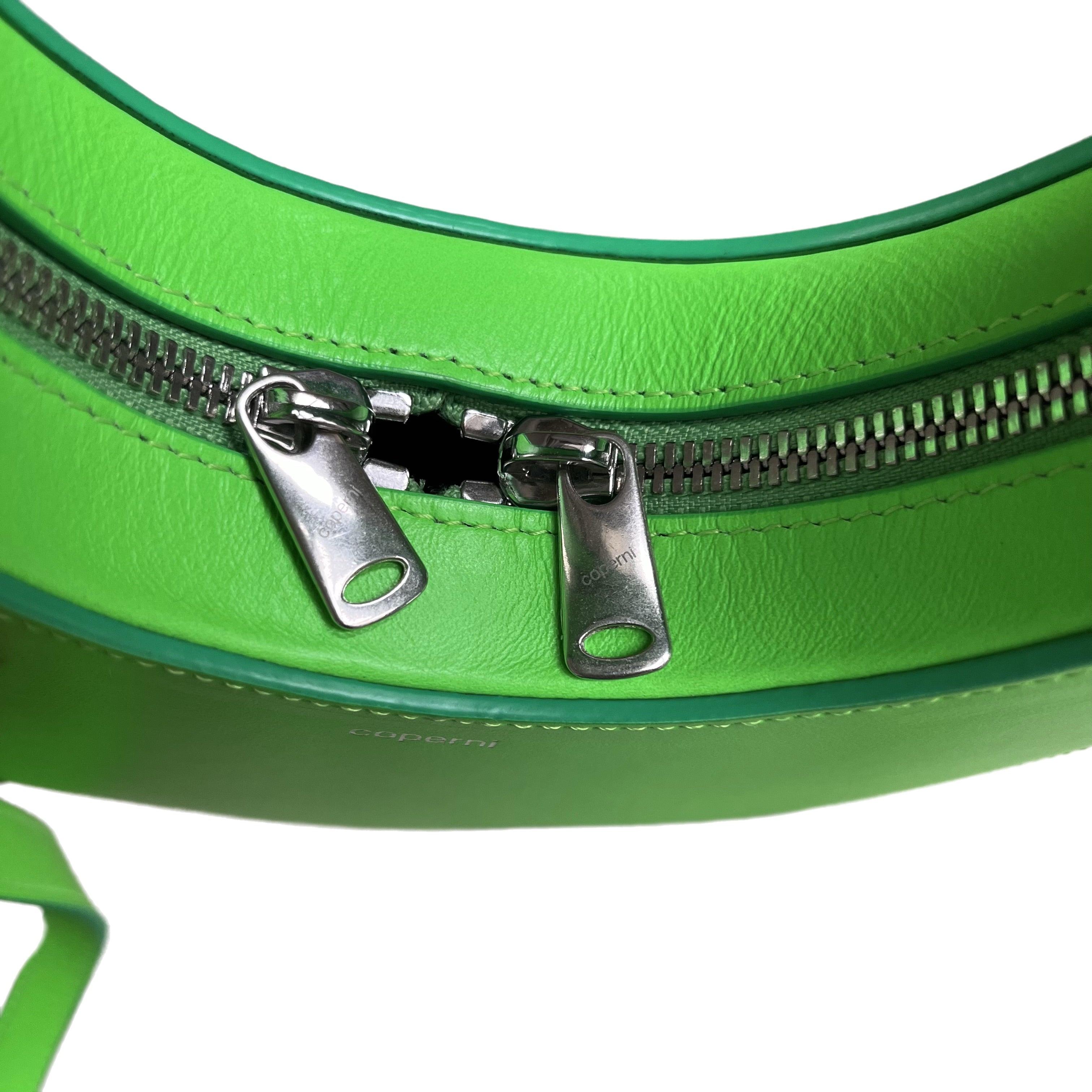 Coperni Mini Swipe Bag Neon Green Leather Bag with Strap For Sale 7