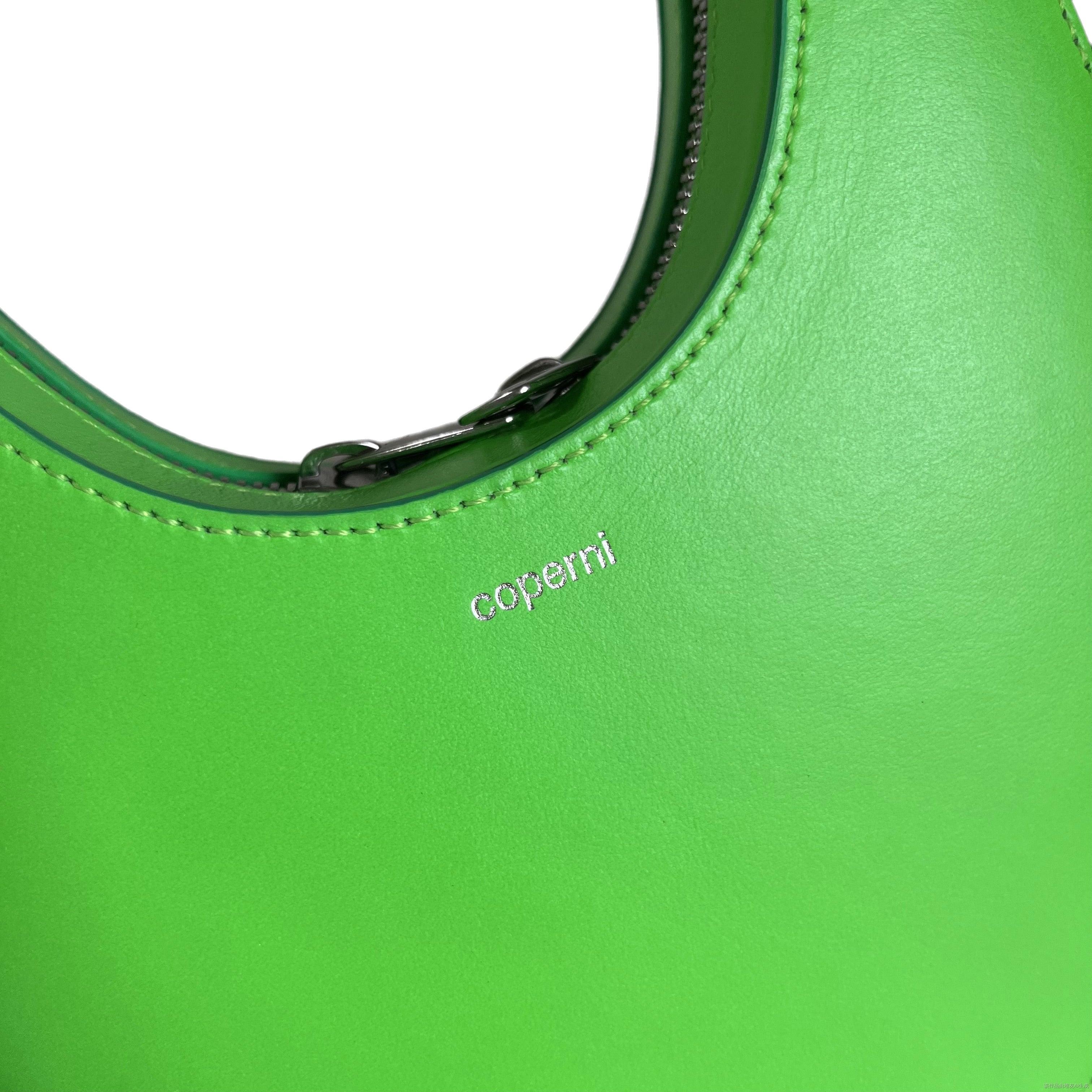 Coperni Mini Swipe Bag Neon Green Leather Bag with Strap For Sale 2