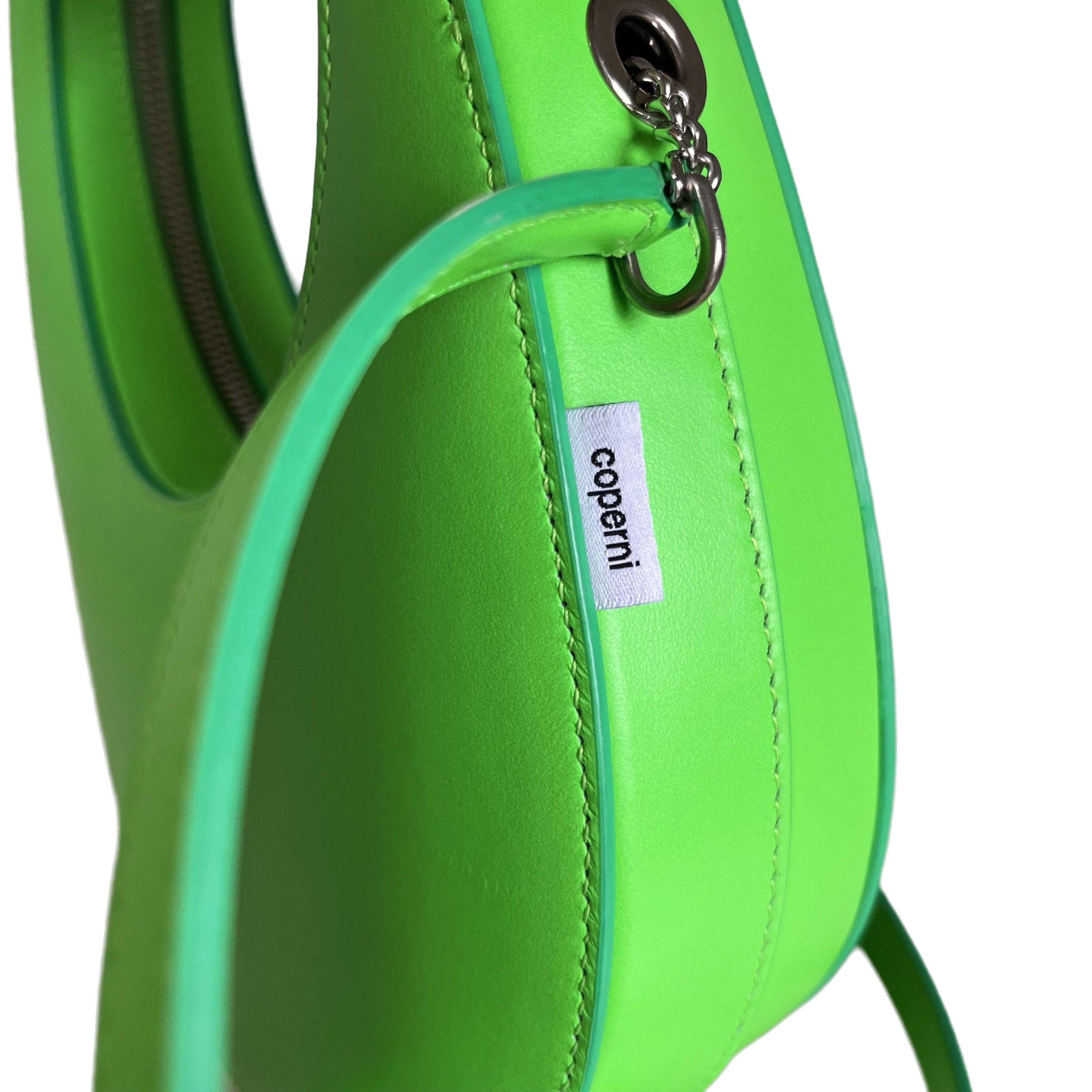 Coperni Mini Swipe Bag Neon Green Leather Bag with Strap For Sale 3