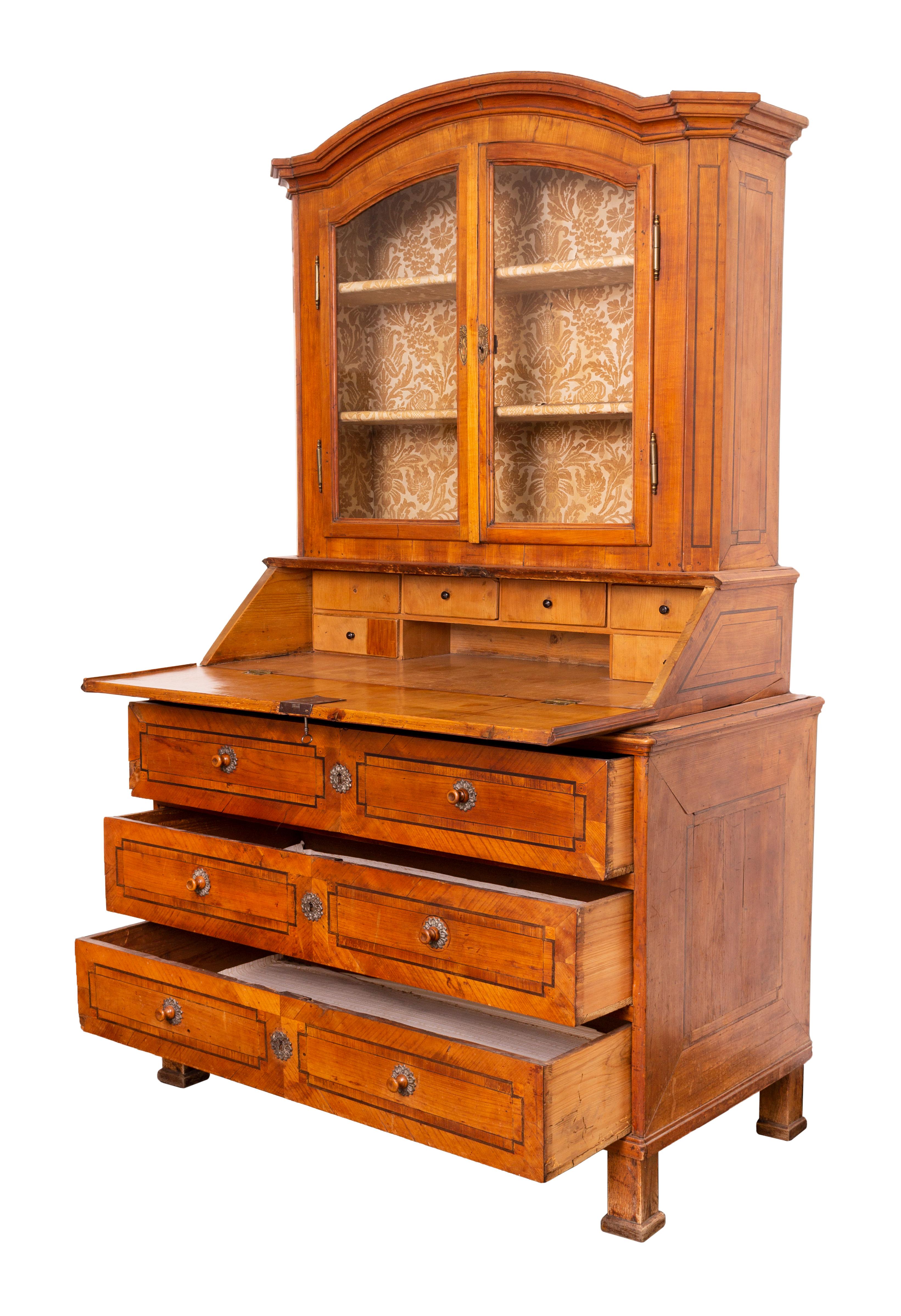 Louis XVI Copf Style Cherry Inlay Secretaire Cabinet, ca. 1800 For Sale
