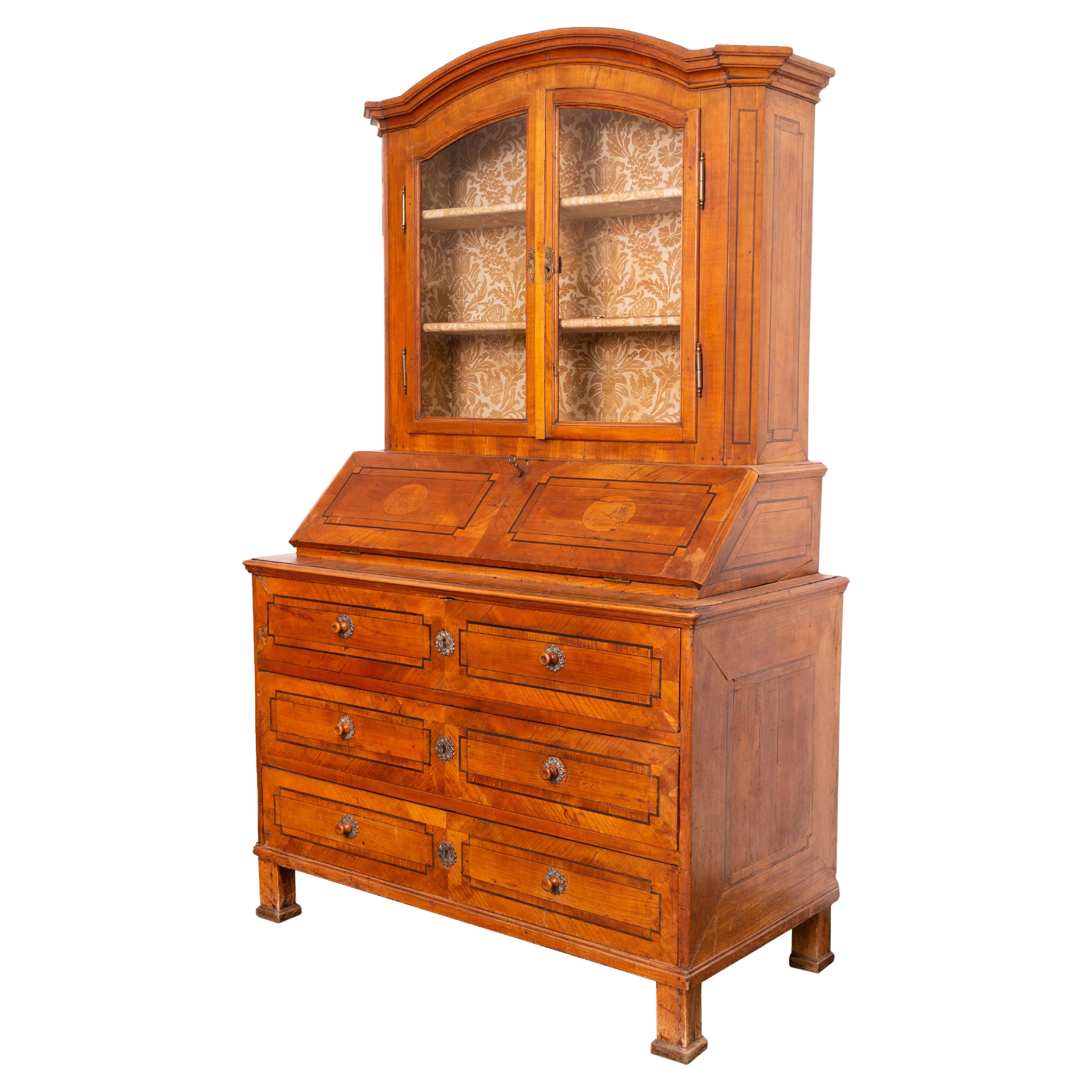 Copf Style Cherry Inlay Secretaire Cabinet, ca. 1800 For Sale