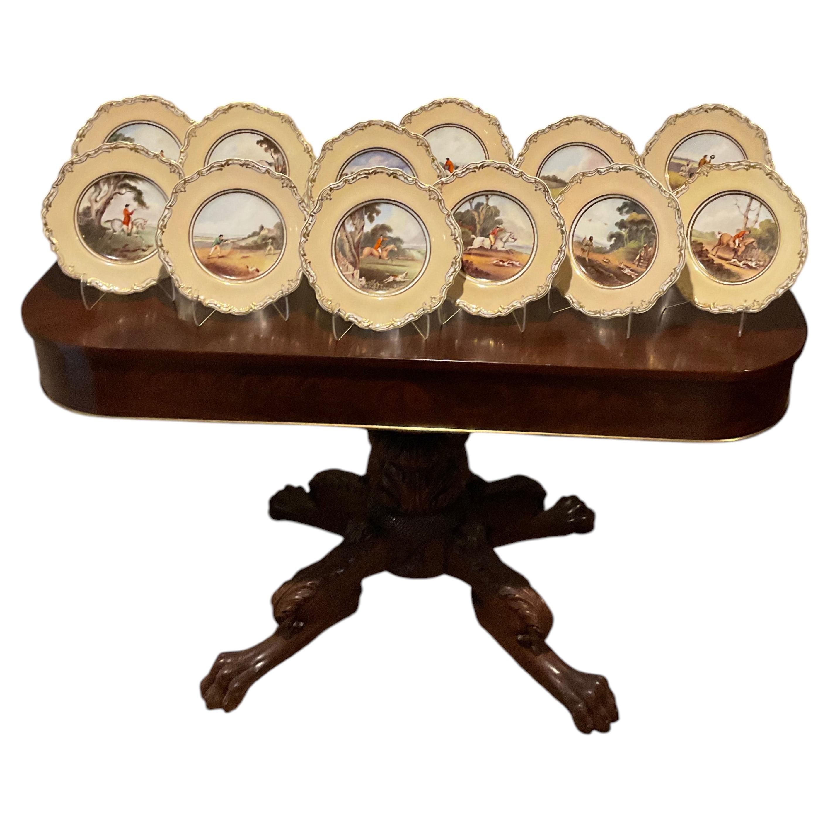 Copland and Garrett sporting dessert service plates For Sale