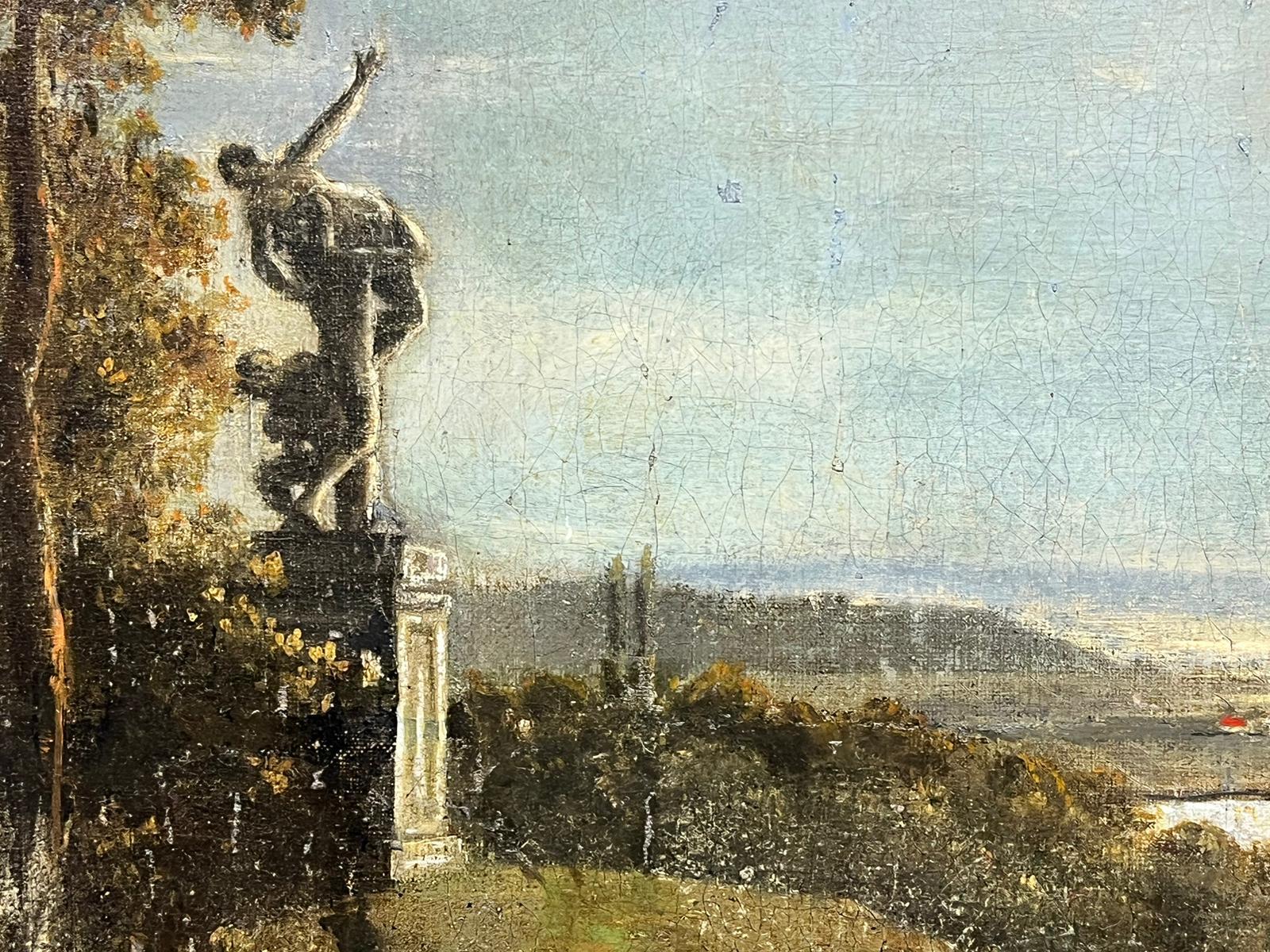 Italianate landscape garden with classical ornament, including Giambologna's Sabine women and a classical urn, view to a bay beyond
Coplestone Warre Bampfylde (British 1720-1791)
oil on canvas, framed
framed: 30 x 35 inches
painting: 24 x 29.5