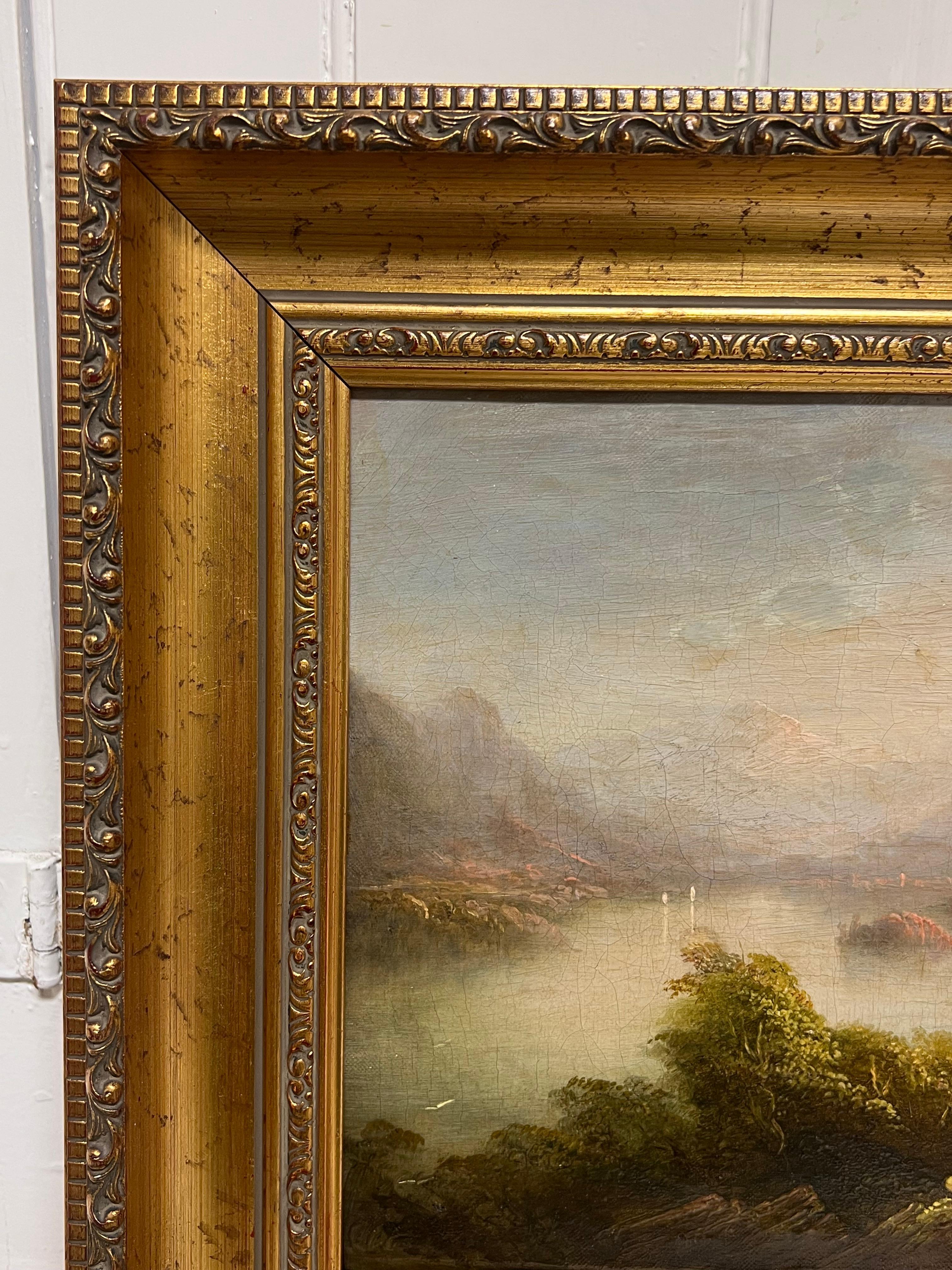 The Scottish Highlands
British School, first half 19th century
Circle of Copley Fielding (1787-1855) 
oil on canvas framed
framed: 15.5 x 17.5 inches
canvas : 10 x 12 inches
Provenance: private collection, UK
Condition: some age related blistering