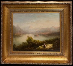 Frühviktorianische schottische Highlands Lochlandschaft Figuren bewundernde Aussicht 19.