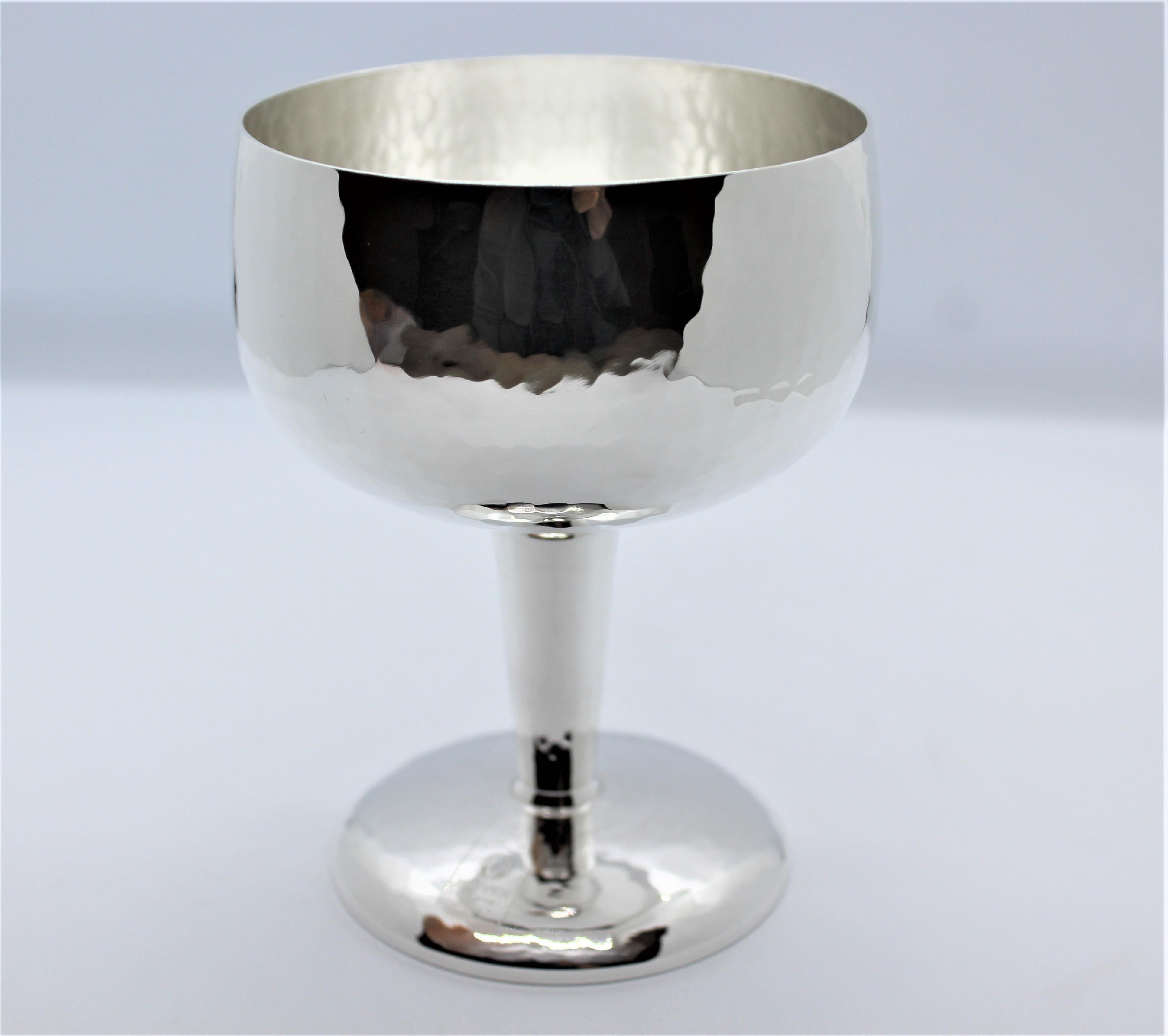 Contemporary Wine cup, solid silver, MARTELLATA, medium, handmade, Italy For Sale