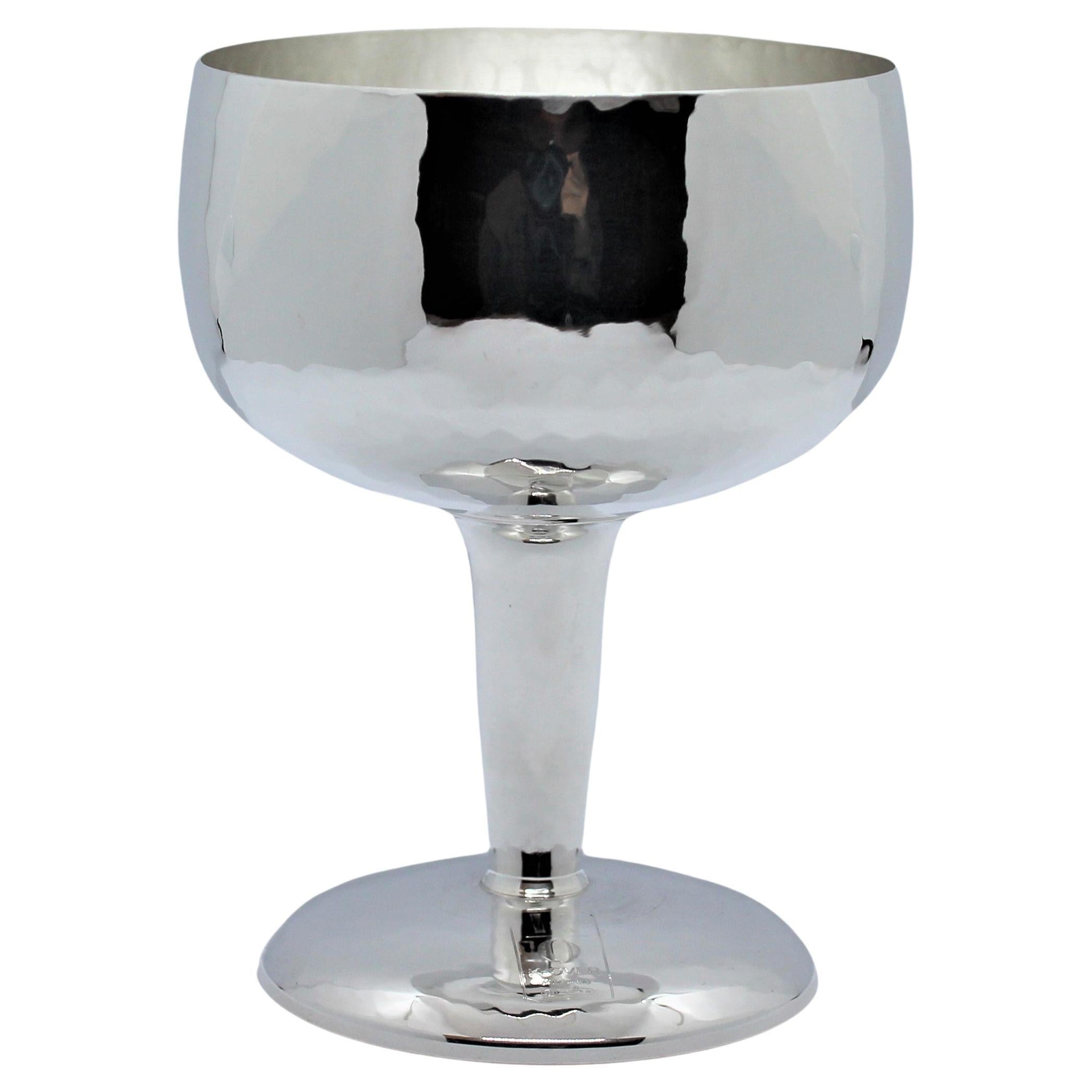 Wine cup, solid silver, MARTELLATA, medium, handmade, Italy For Sale