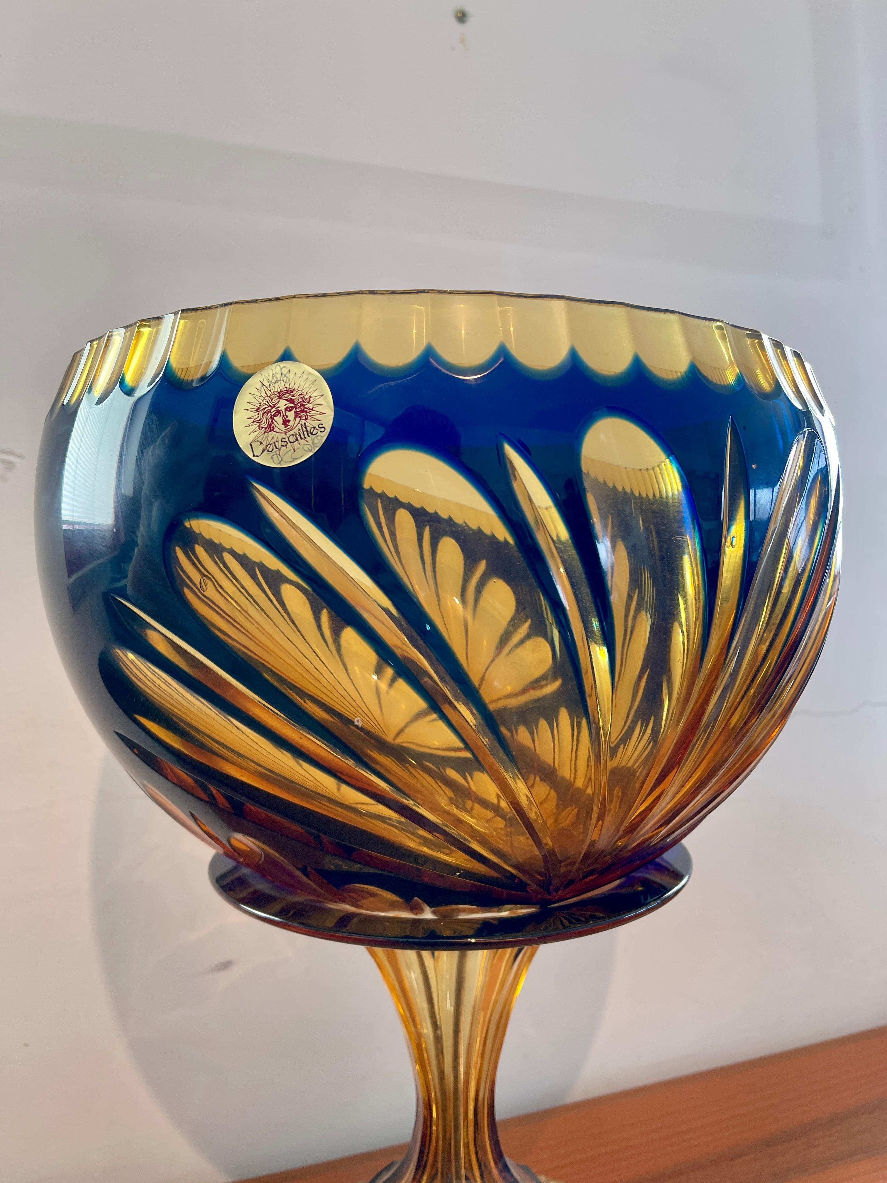Italian Beveled crystal and bronze handcrafted luxury cup italy 1990s For Sale