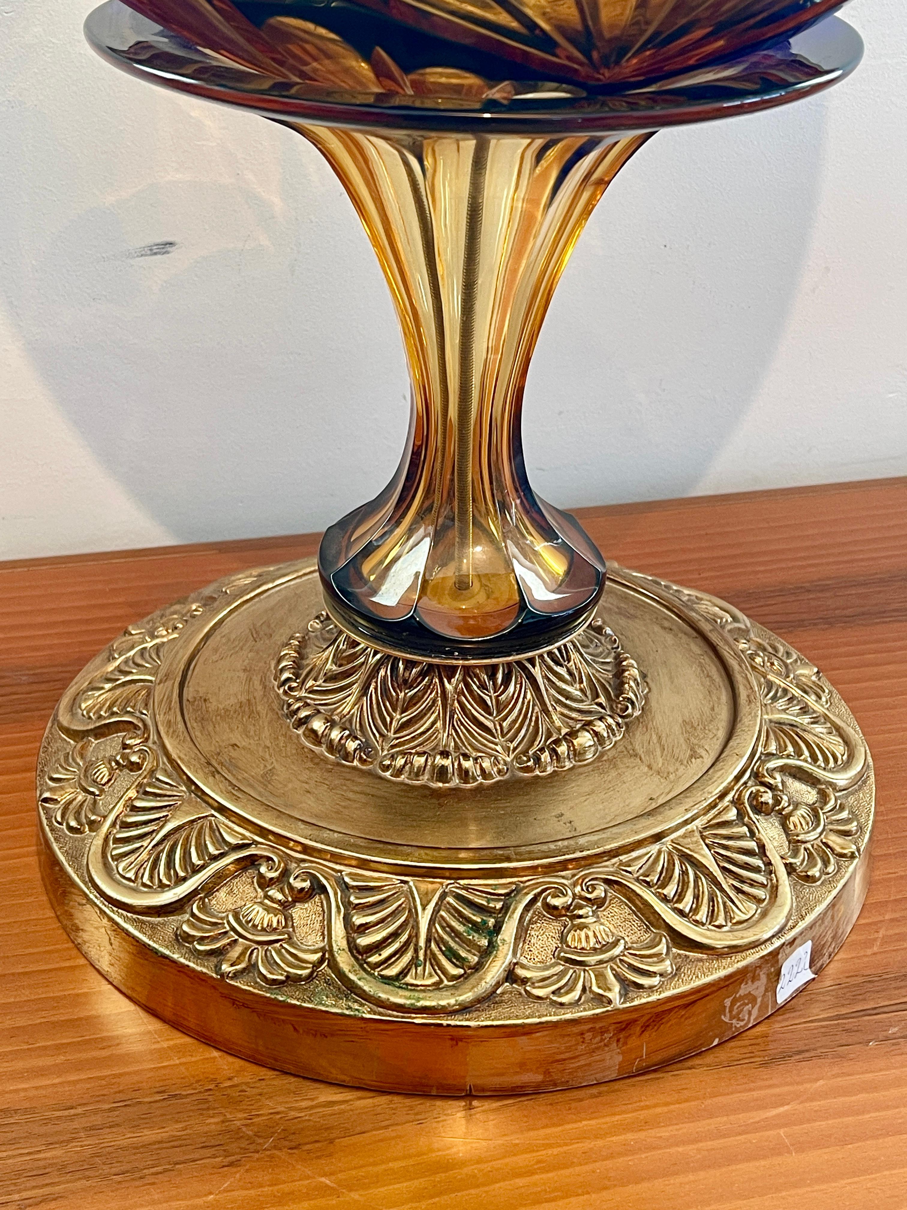 Hand-Crafted Beveled crystal and bronze handcrafted luxury cup italy 1990s For Sale
