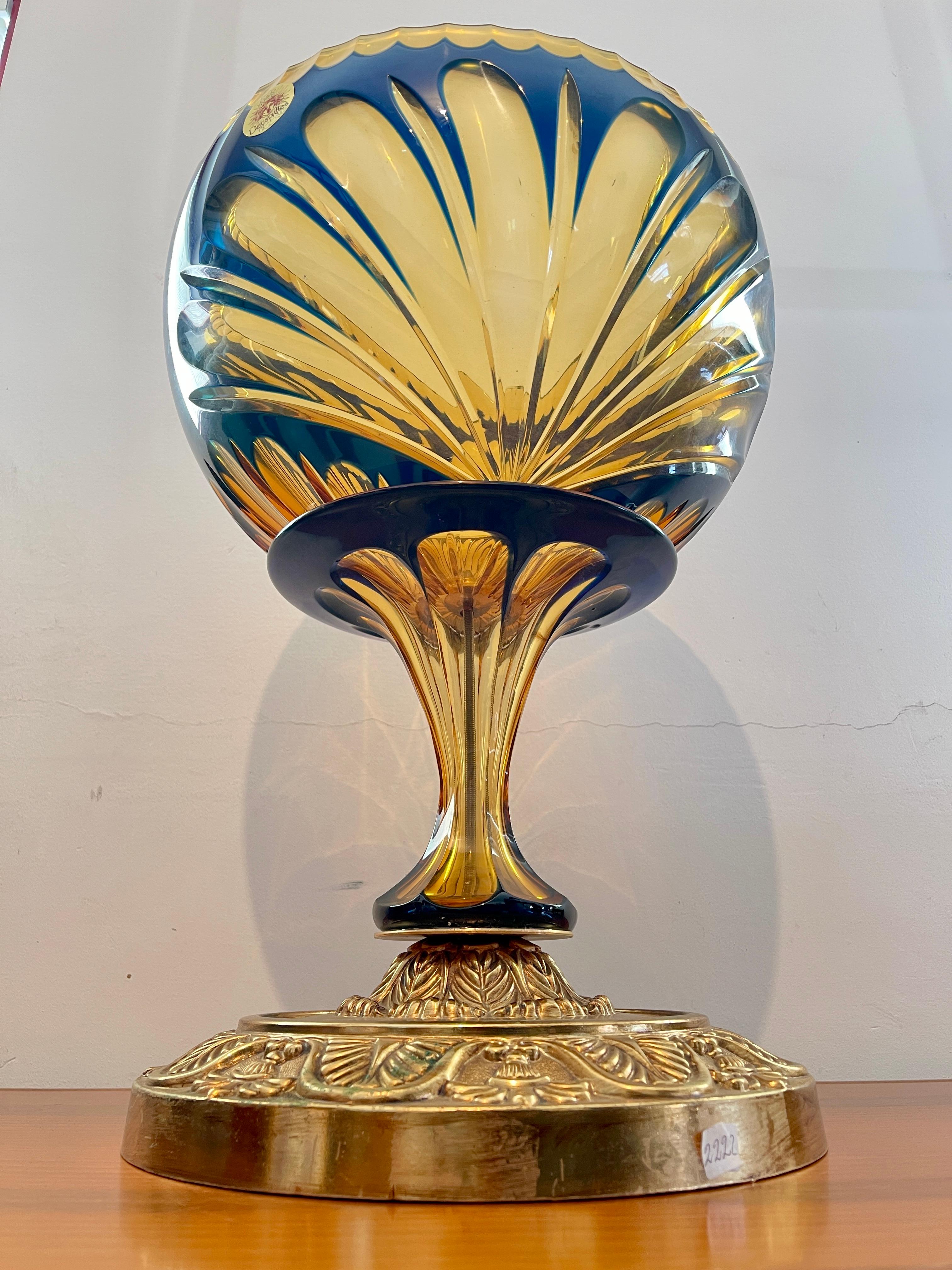 Beveled crystal and bronze handcrafted luxury cup italy 1990s For Sale 1