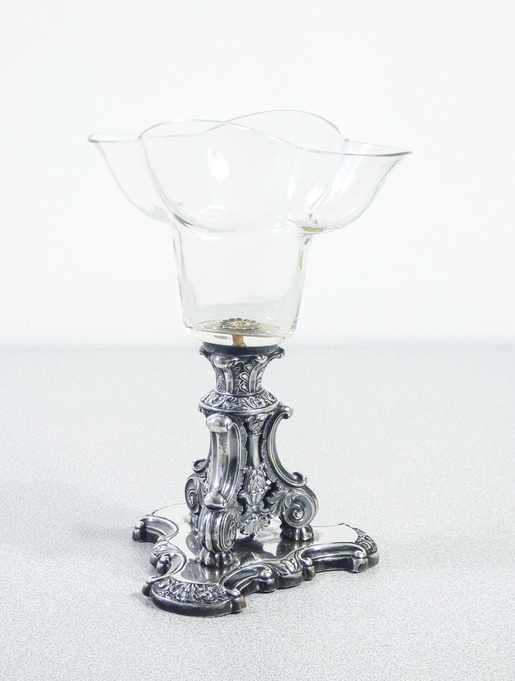 Silver and glass cup by Johann H.P. SCHOTT Söhne. Germany ca 1840 In Good Condition For Sale In Torino, IT