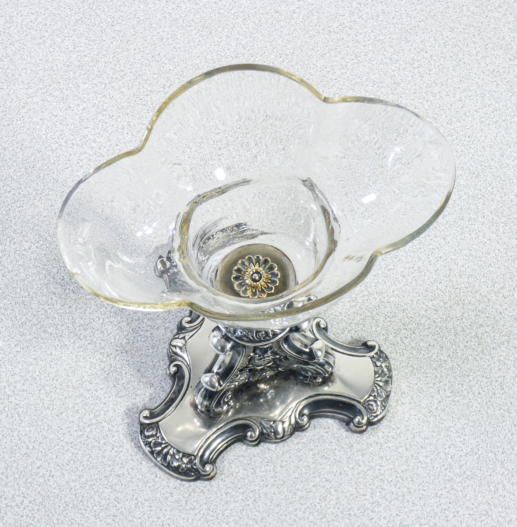 Silber- und Glaspokal von Johann H.P. SCHOTT Söhne. Deutschland um 1840 im Angebot 1