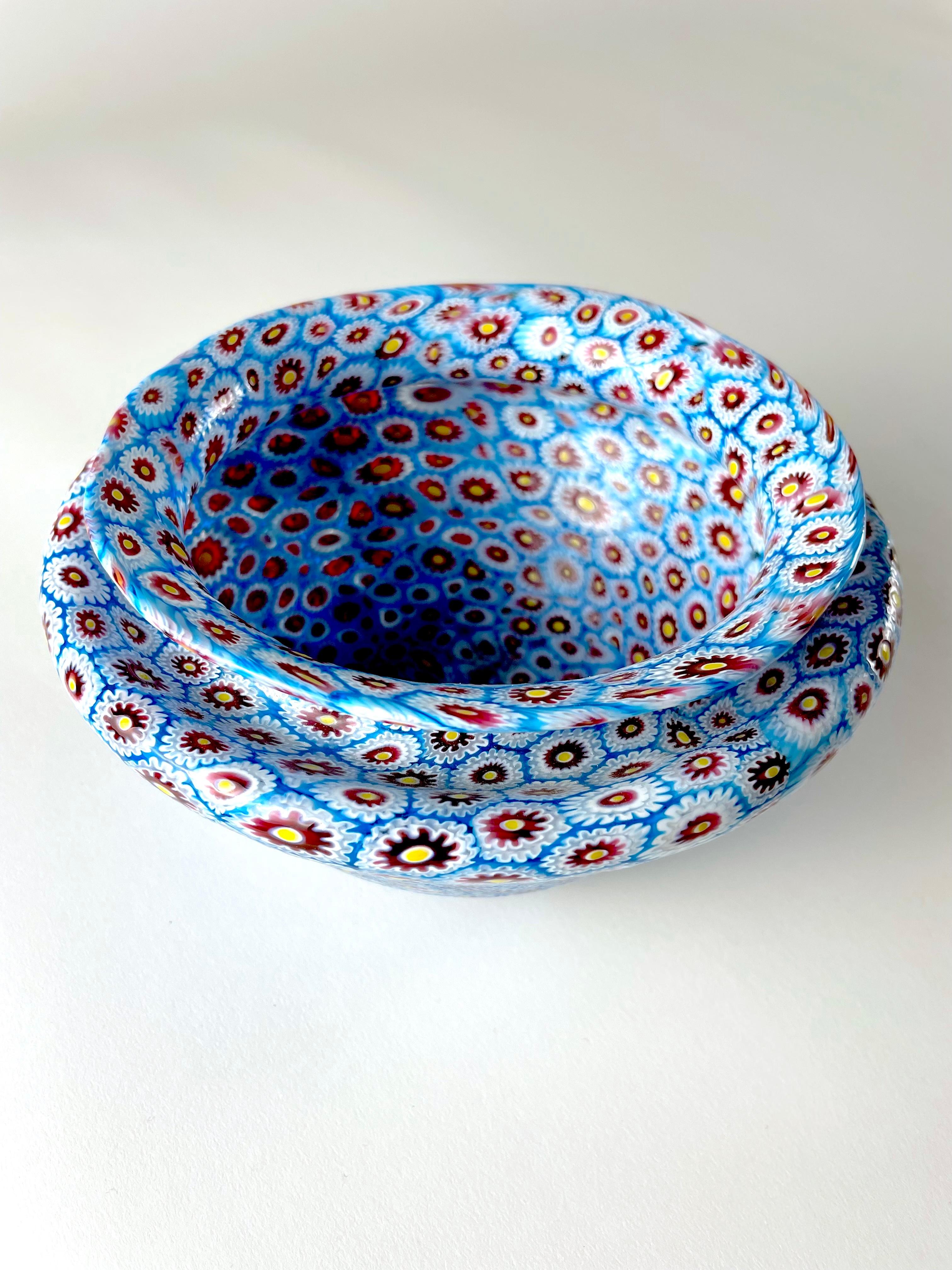 Murrina Millefiori bowl by Fratelli Toso. This classic design hails from the beginning of the '60s and showcases the true craftsmanship that made Fratelli Toso famous. This piece is meticulously crafted using the murrina technique, making it a