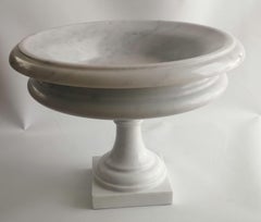 Classic antique style cup -turned in white Carrara marble -made Italy