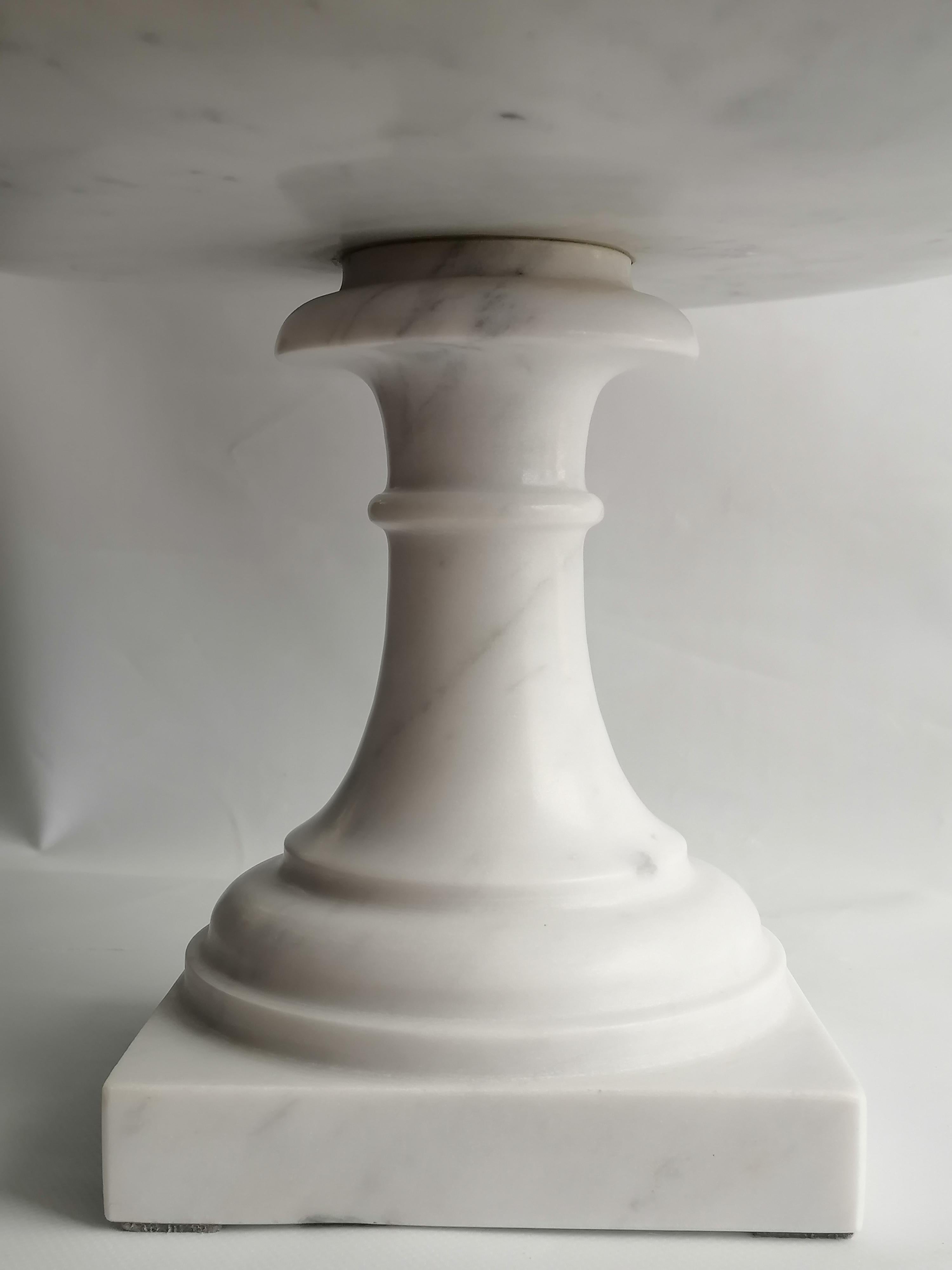 Italian Classic antique style cup -turned in white Carrara marble -made Italy For Sale