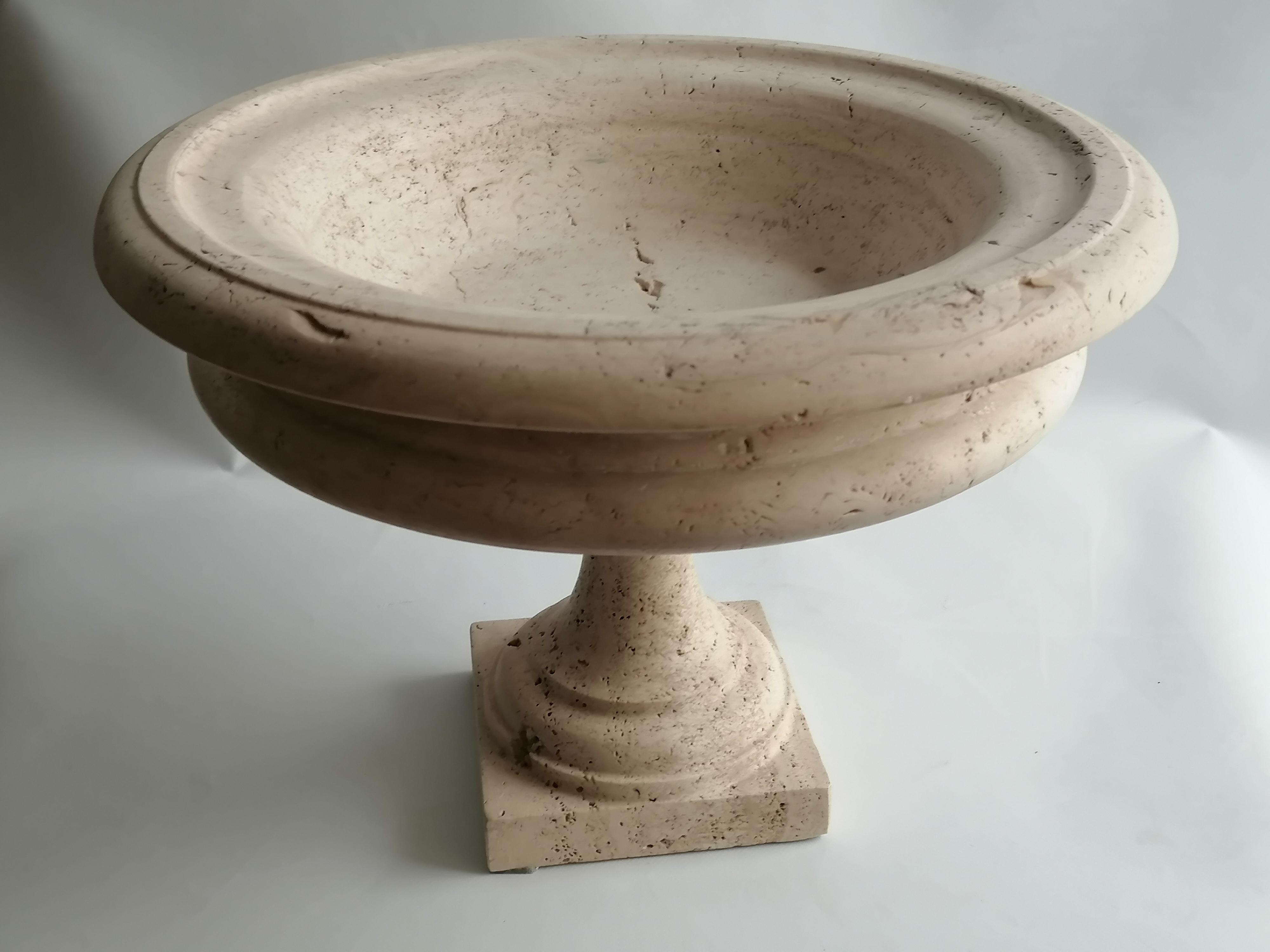 Classical Roman Roman travertine cup classic style -made in Italy For Sale