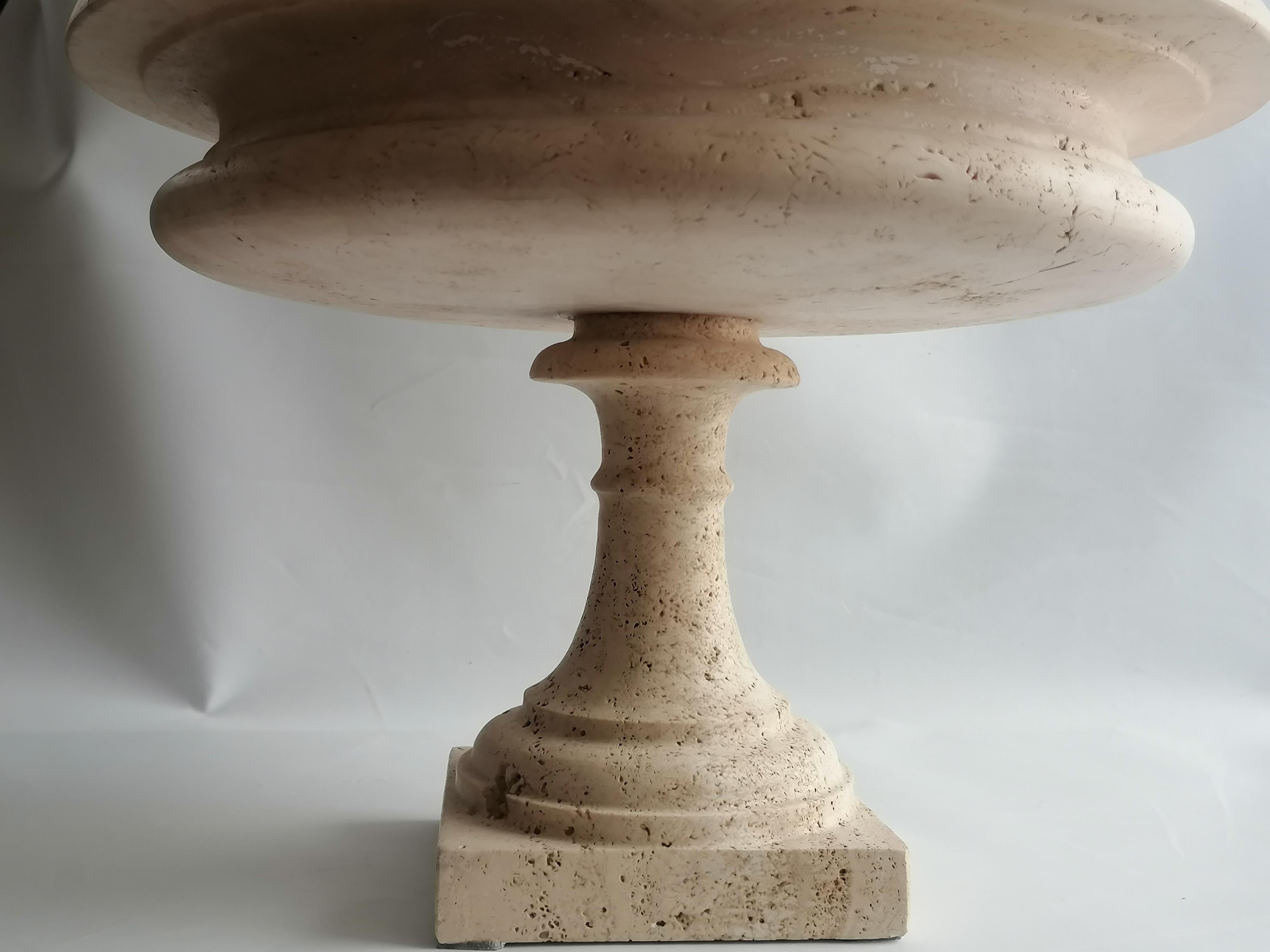 Italian Roman travertine cup classic style -made in Italy For Sale