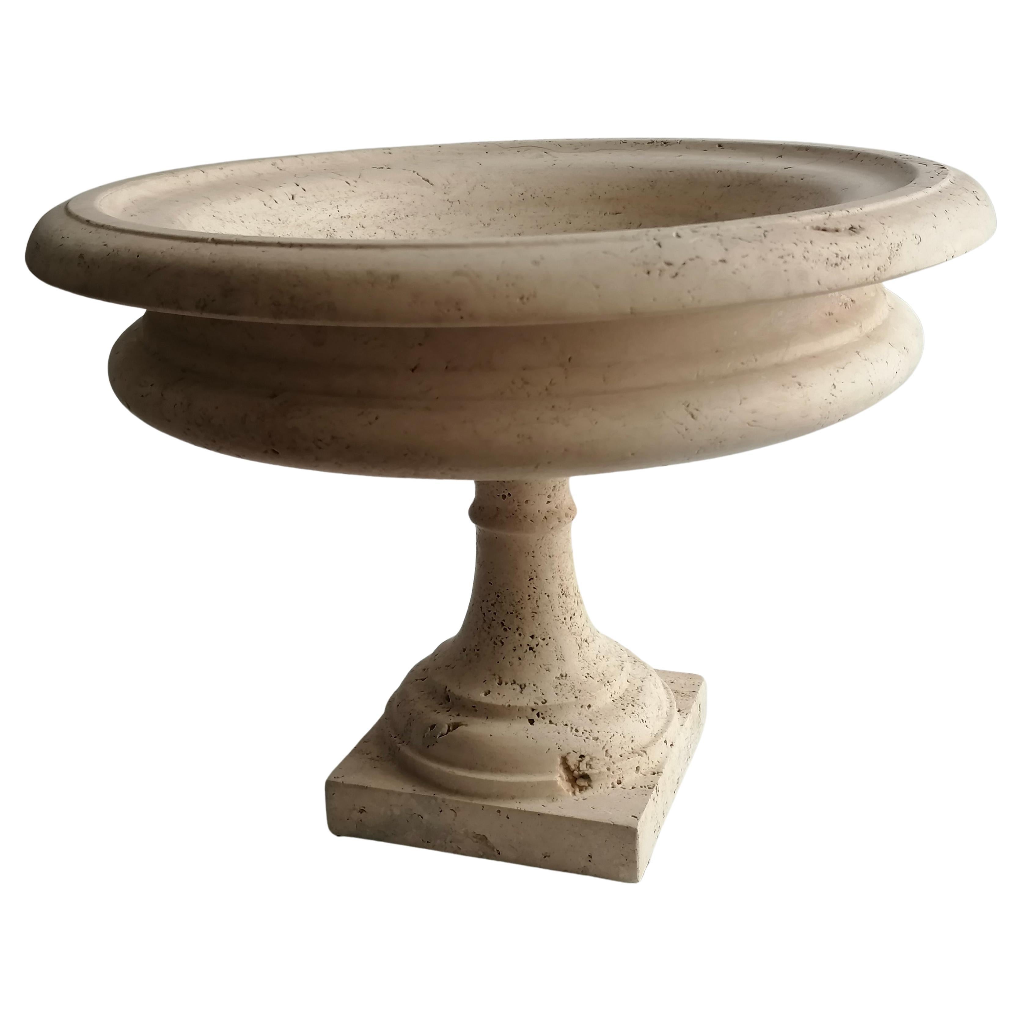 Roman travertine cup classic style -made in Italy For Sale