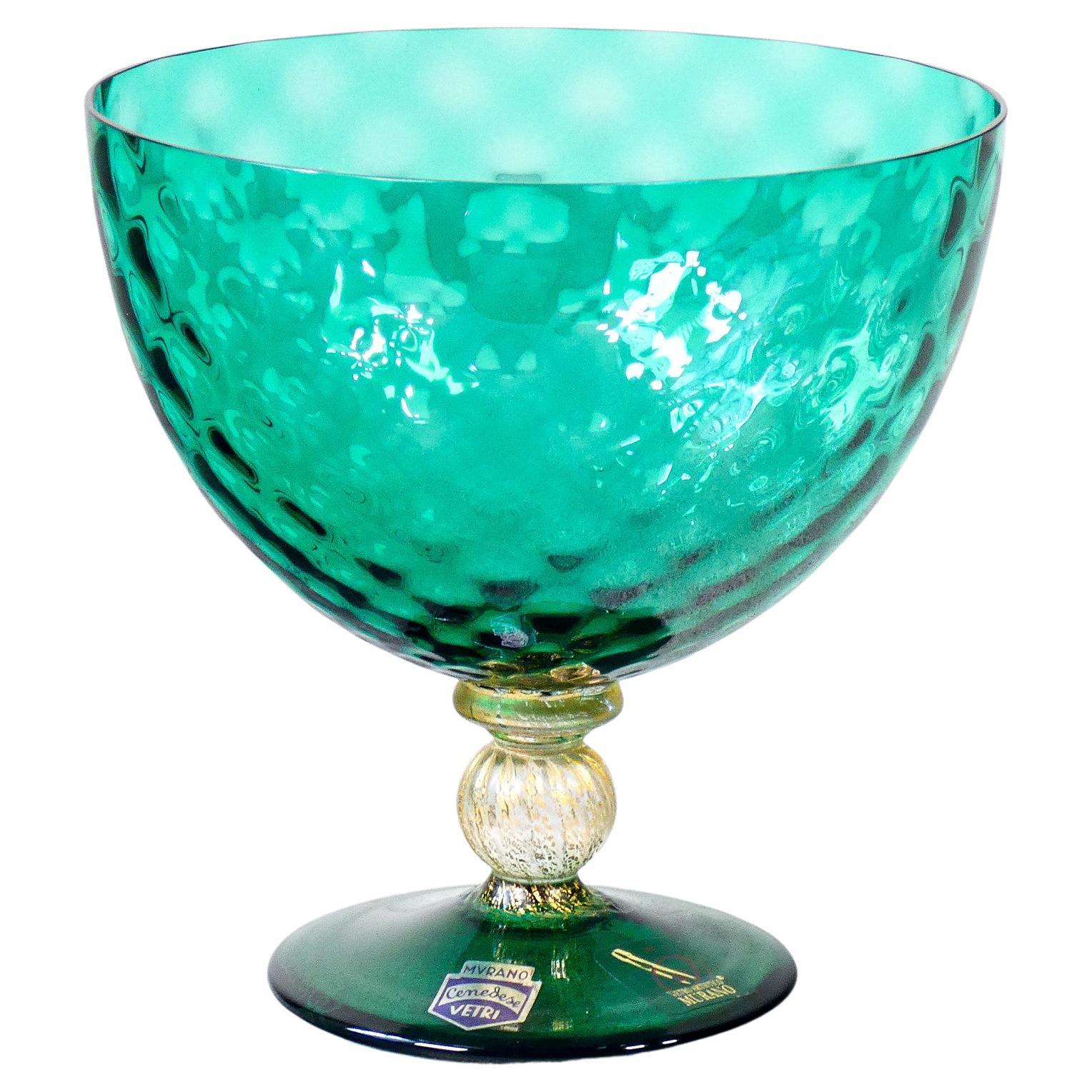 Coupe en verre soufflé polychrome de Murano signée CENEDESE. Italie, années 40/50 en vente