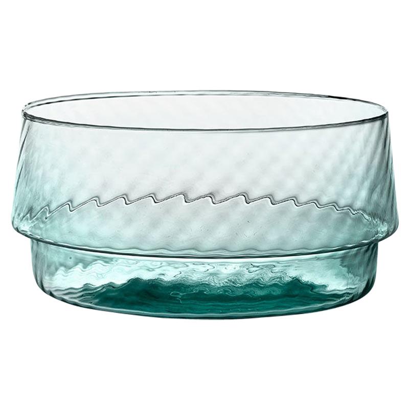 Coppa Multipot25, Bowl Handcrafted Muranese Glass, Aquamarine Twisted MUN by VG