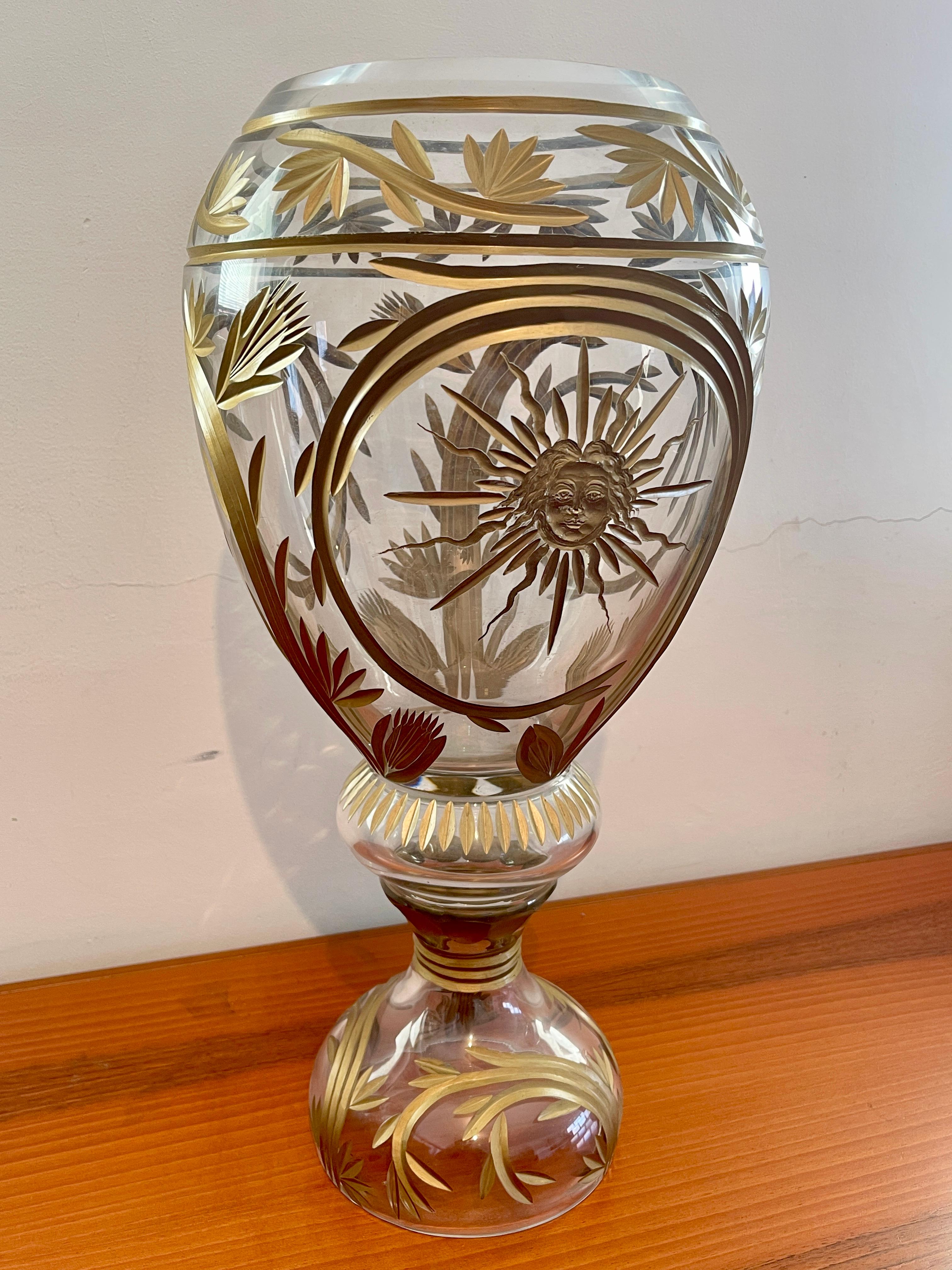 Italian Coppa vaso in cristallo stile francese anni '90 in vendita