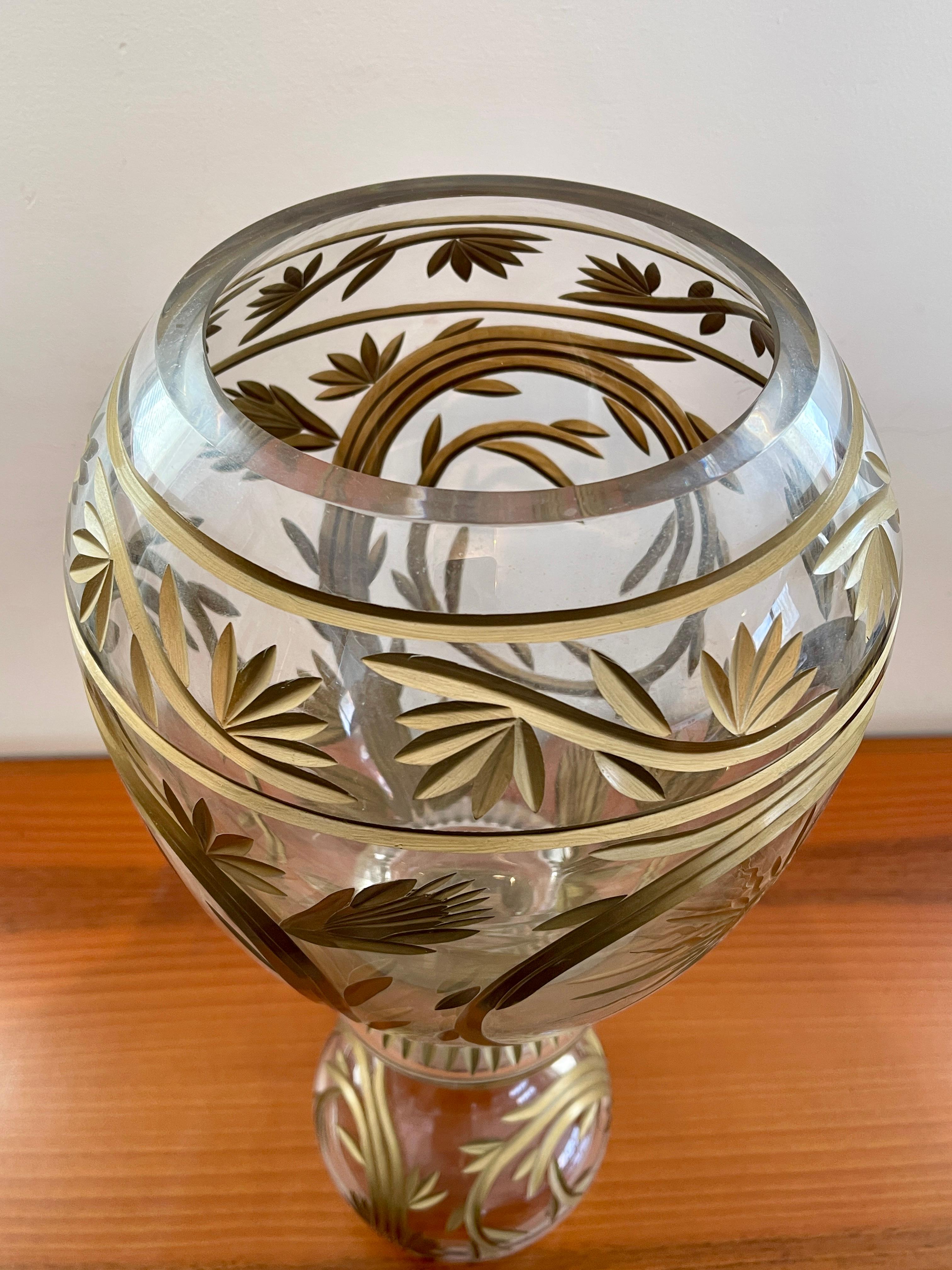 Fatto a mano Coppa vaso in cristallo stile francese anni '90 in vendita