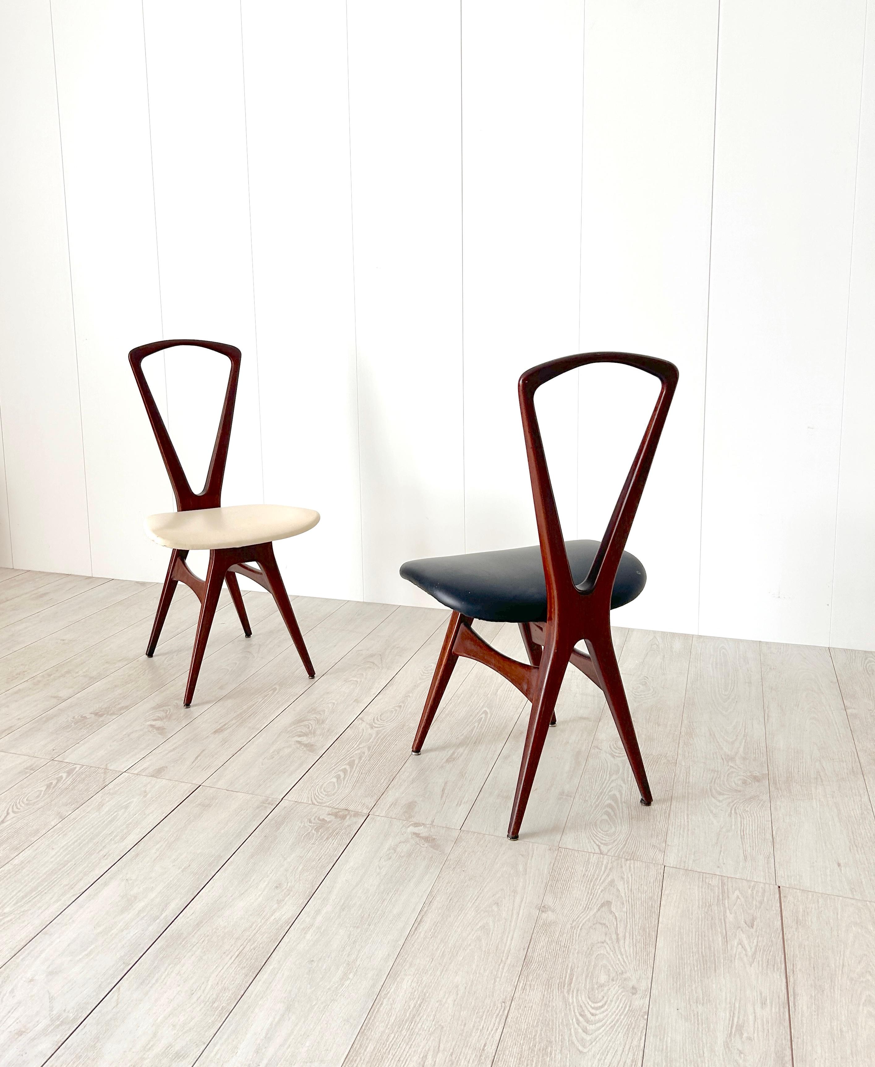 Wood Coppai di sedie Gianni Vigorelli, anni '50 For Sale