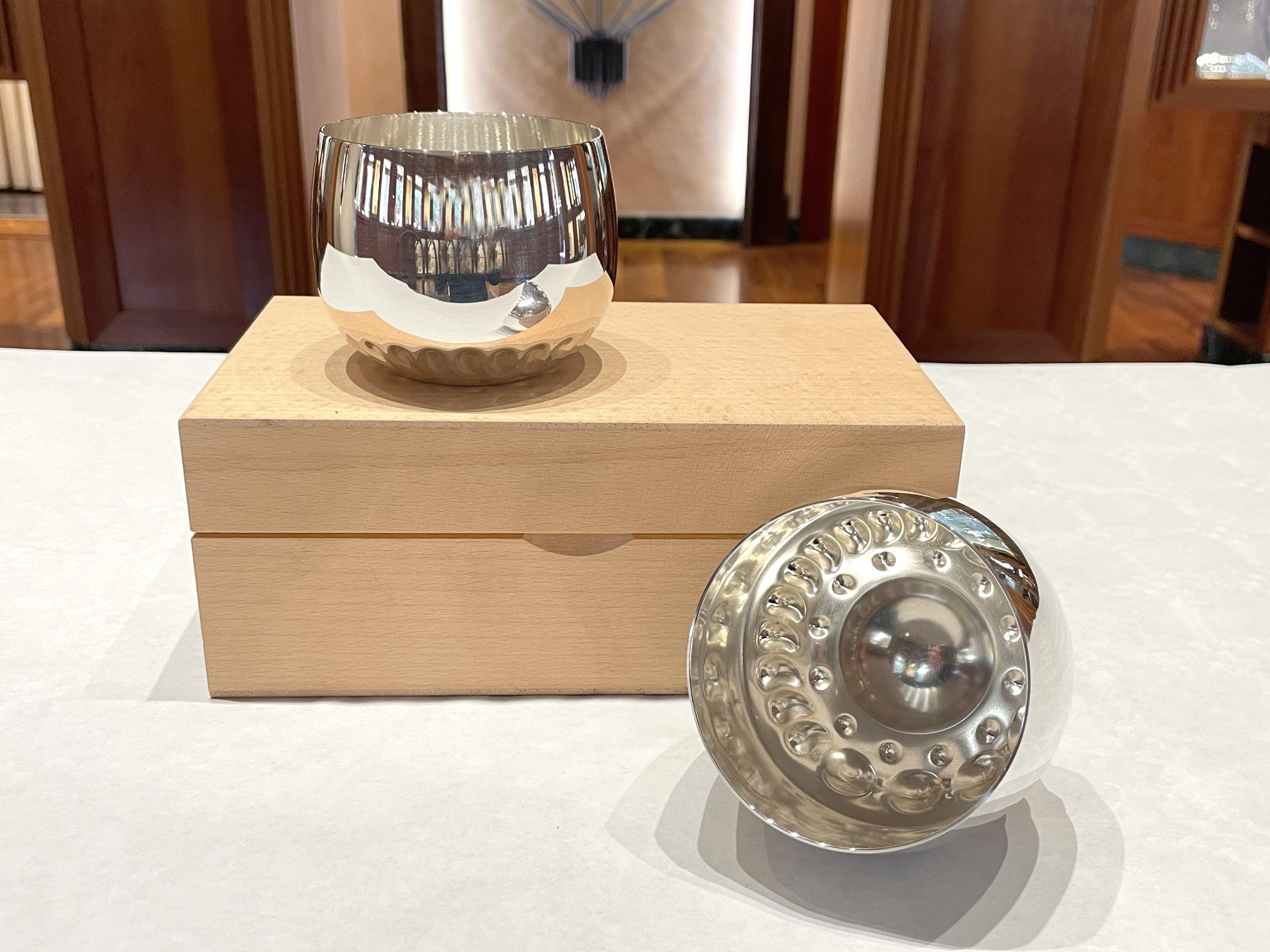 Coppe da vino taste & drink Pampaloni placcato in argento confezione in legno in vendita 1