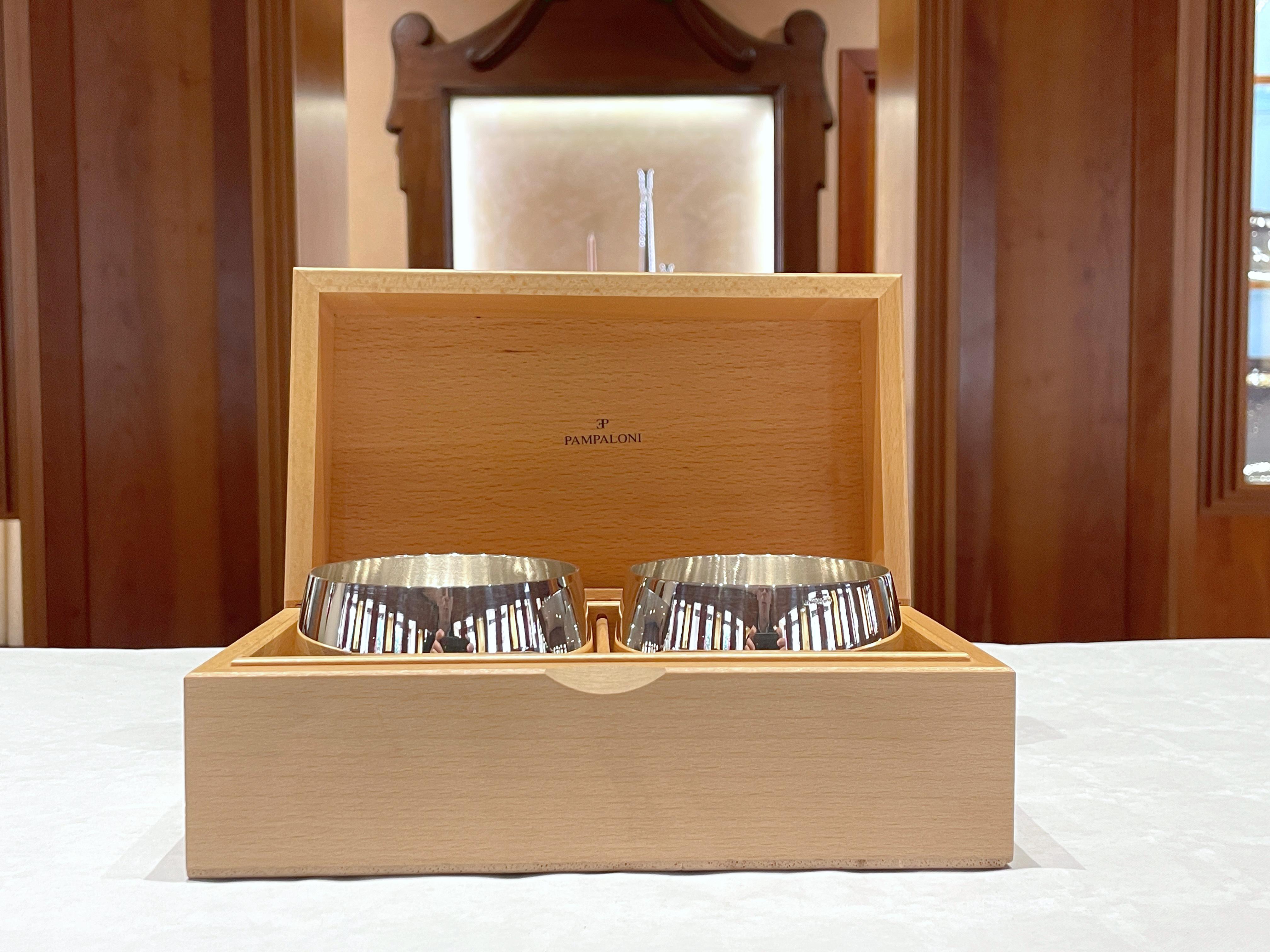 Coppe da vino taste & drink Pampaloni placcato in argento confezione in legno in vendita 3