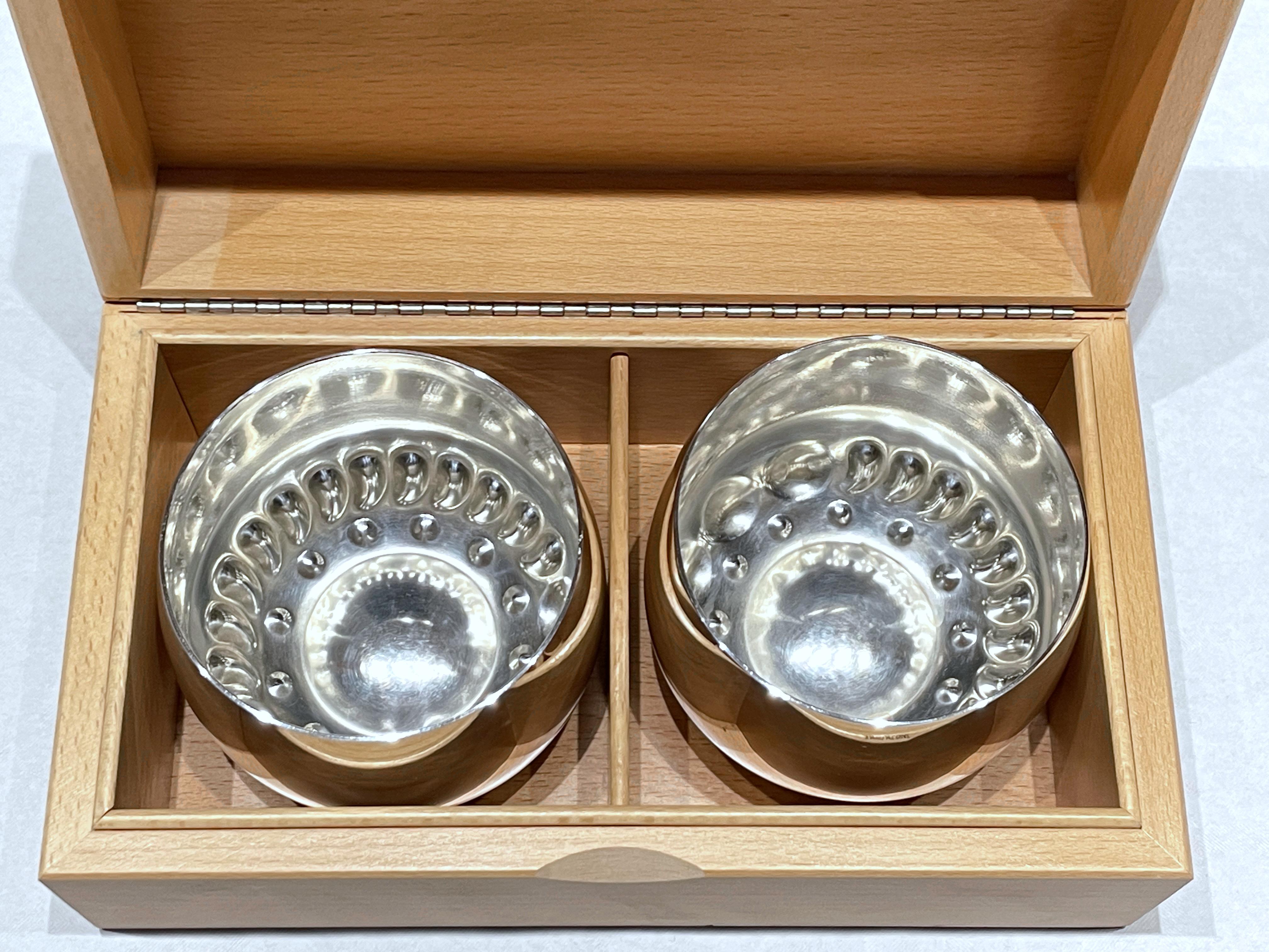Coppe da vino taste & drink Pampaloni placcato in argento confezione in legno in vendita 4