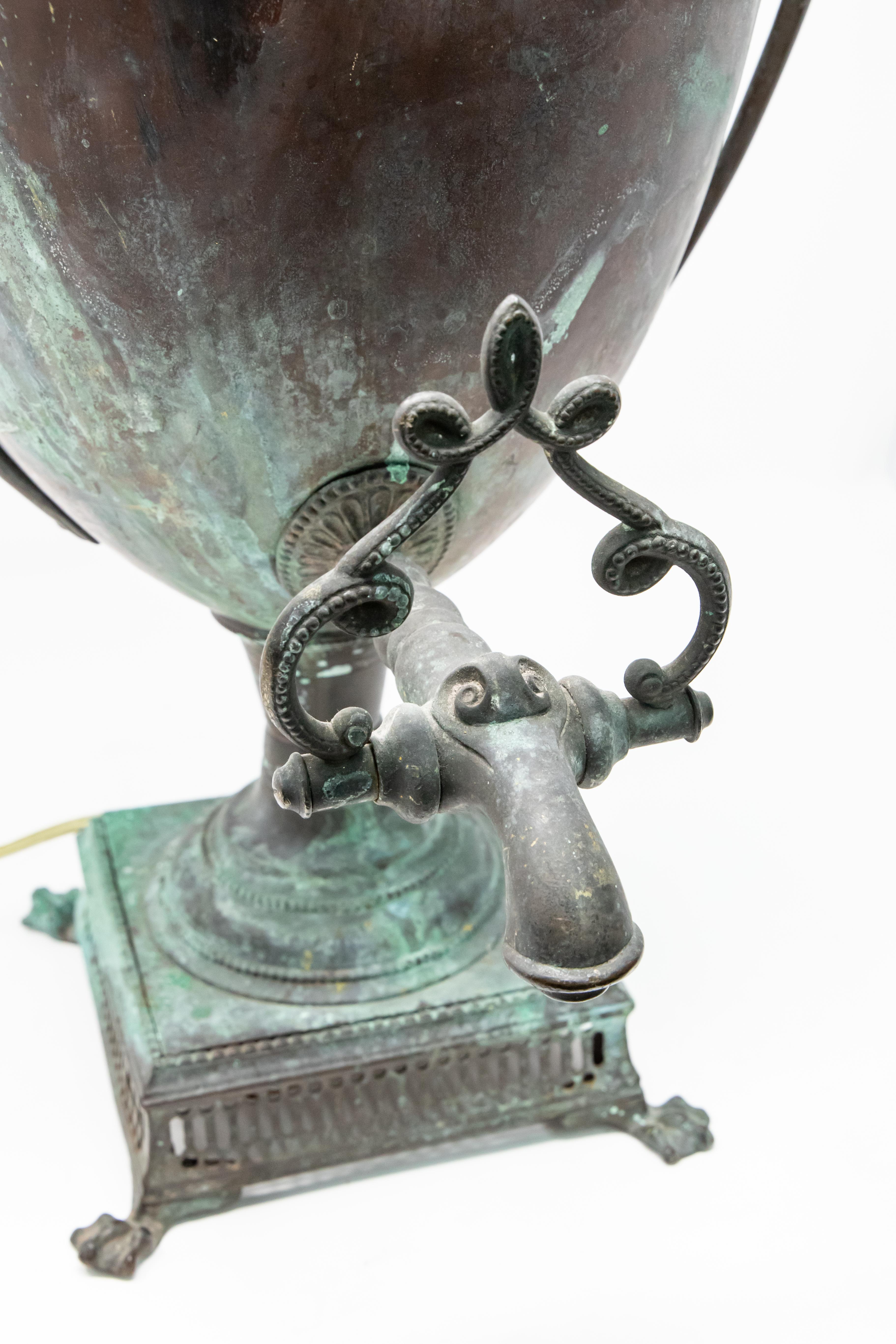 Neoclassical Copper Water Vessel Converted to Lamp, 19th Century For Sale