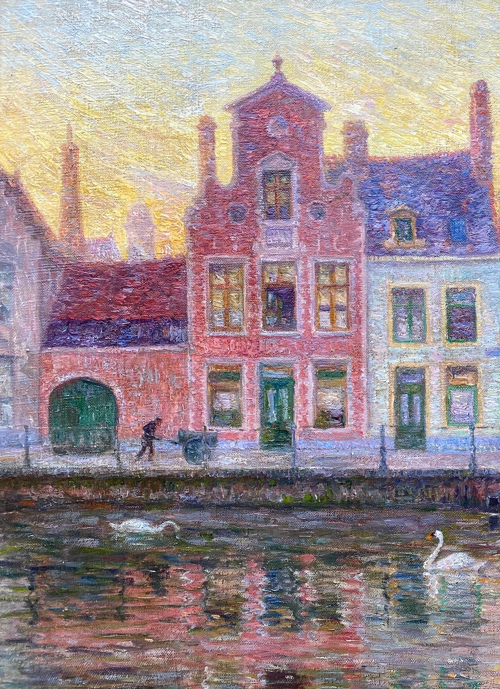 Veduta di Bruges, Omer Coppens, Dunkerque, Francia 1864 - 1924 Ixelles, Belgio - Painting Impressionismo di Coppens Omer