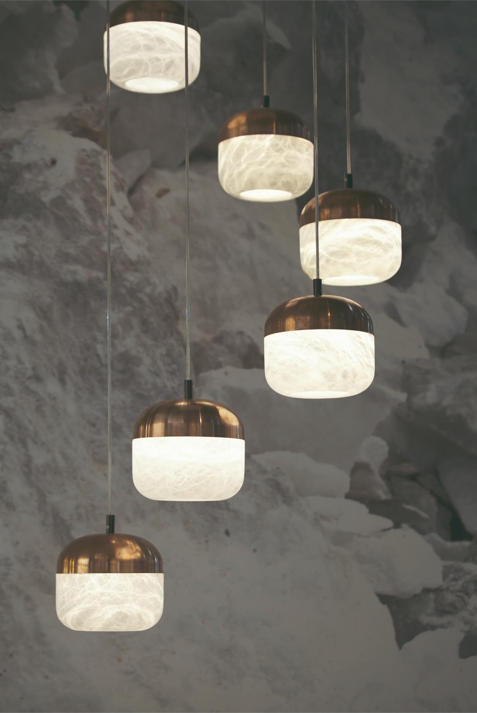 Other Copper 3 Pendant Lamp by United Alabaster For Sale