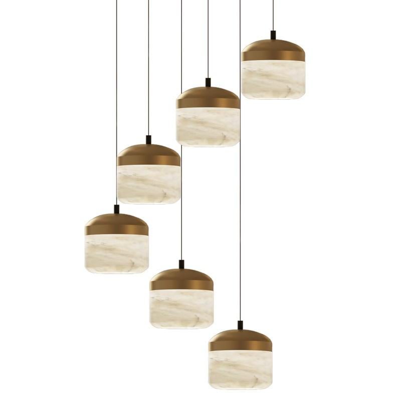 Copper 6 Pendant Lamp by United Alabaster
Dimensions: D 60 x H 180 cm
Materials: Alabaster, Copper (Satin Copper Finish)
Also Available: Black Nickel, Satin Gold finishes.

All our lamps can be wired according to each country. If sold to the USA it