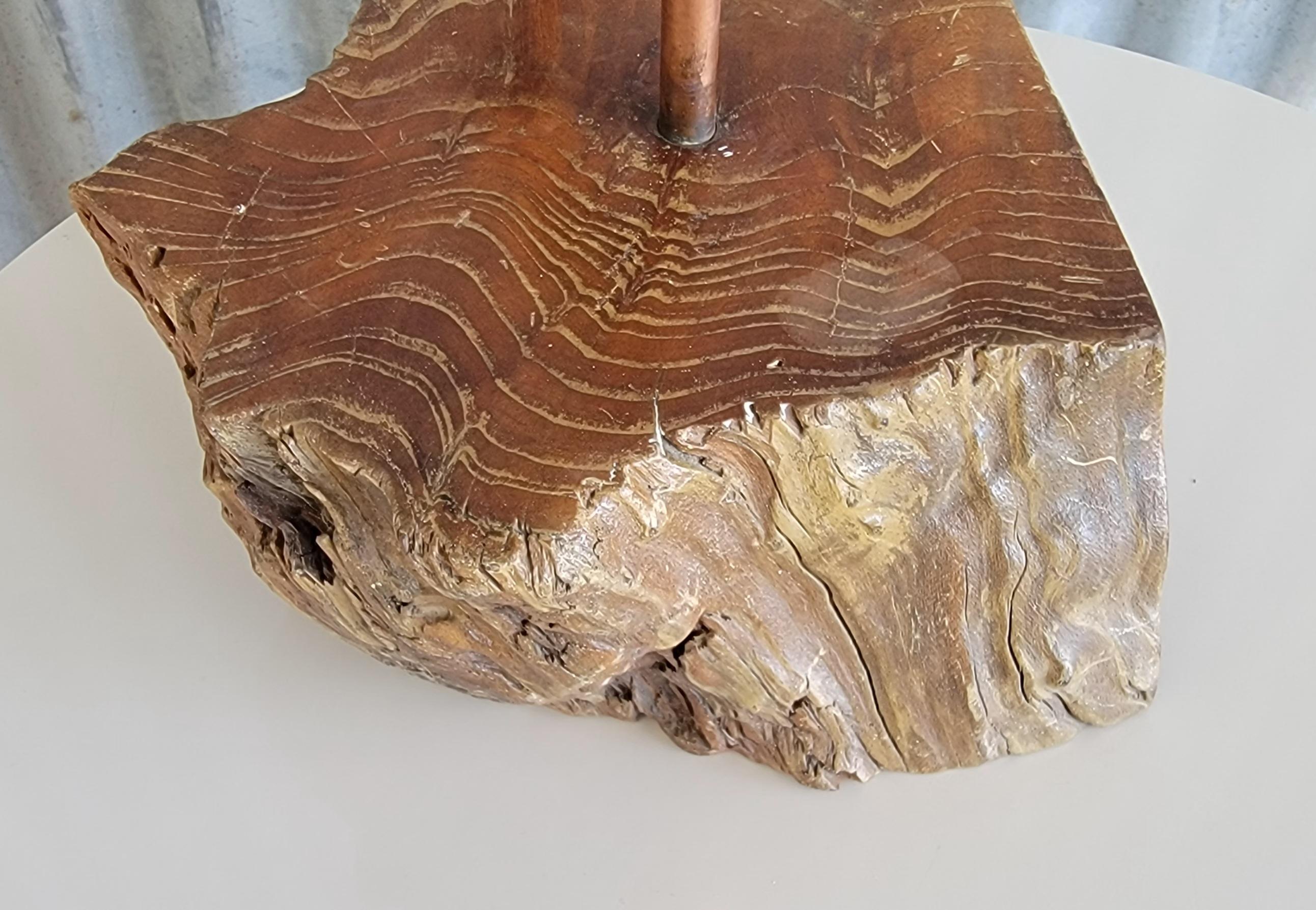 Copper Abstract Table Sculpture on Live Edge Mount For Sale 2