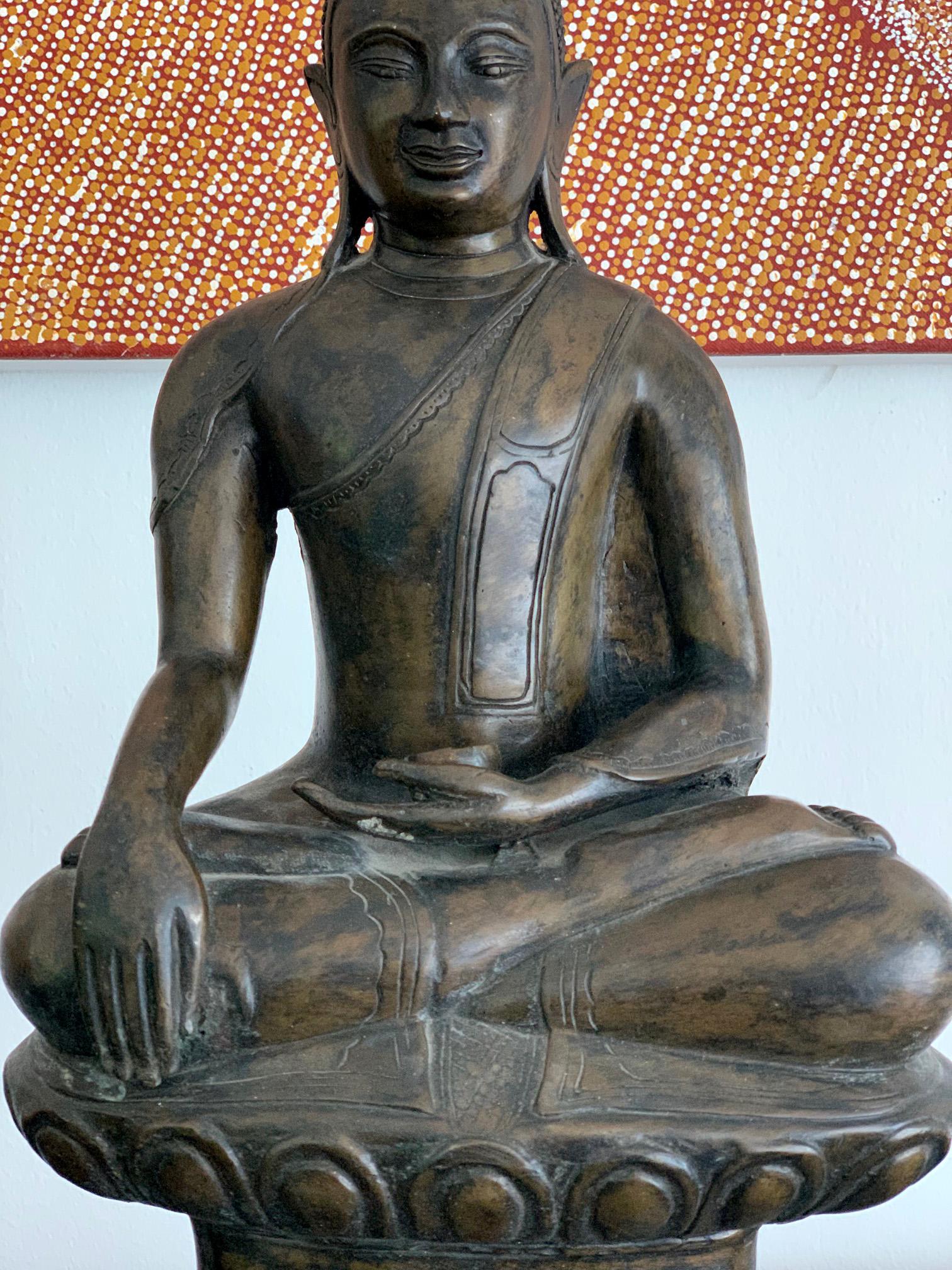 Cast Copper Alloy Medicine Buddha Statue, Southeast Asia 