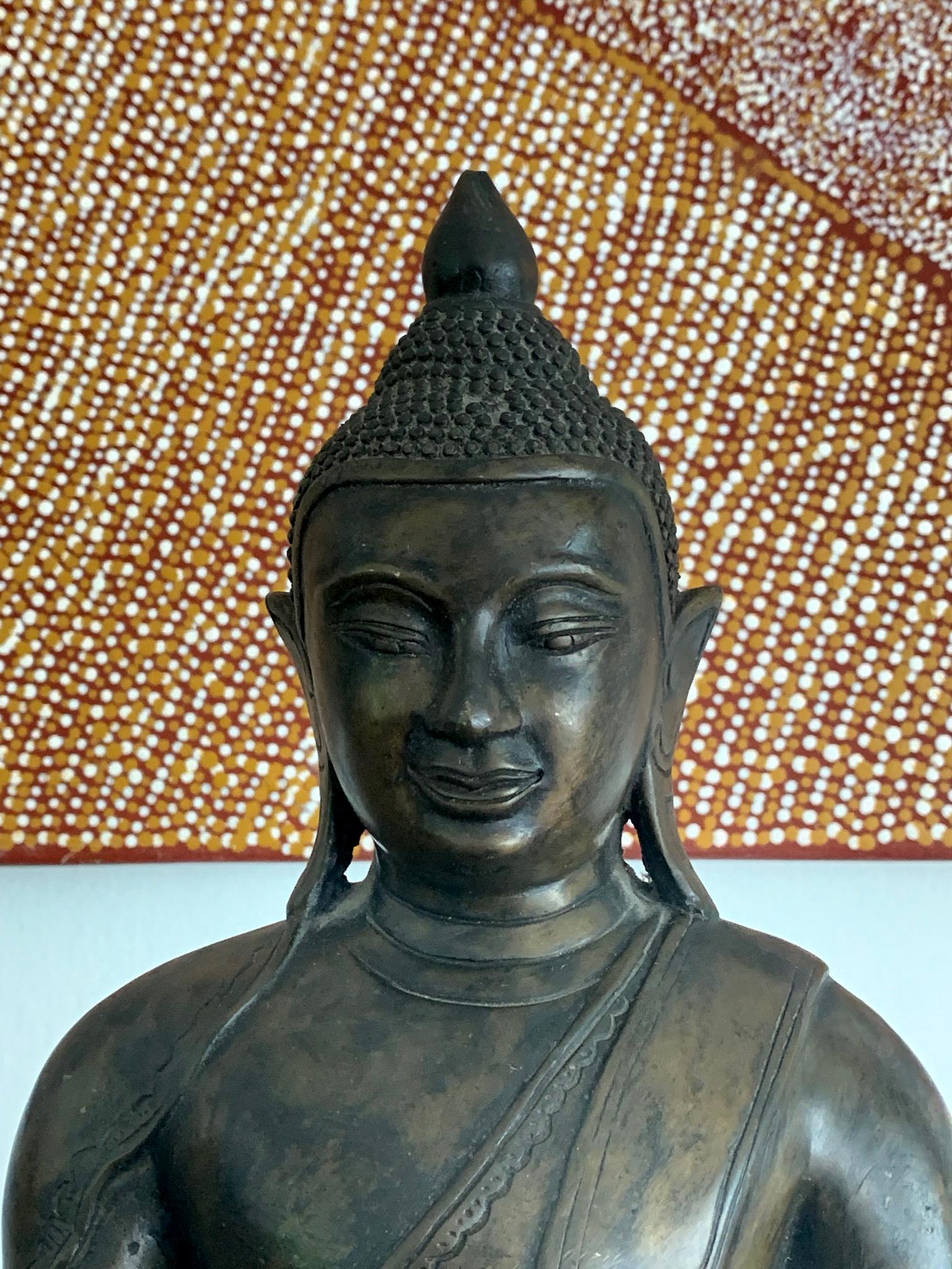 Copper Alloy Medicine Buddha Statue, Southeast Asia  In Good Condition In Atlanta, GA