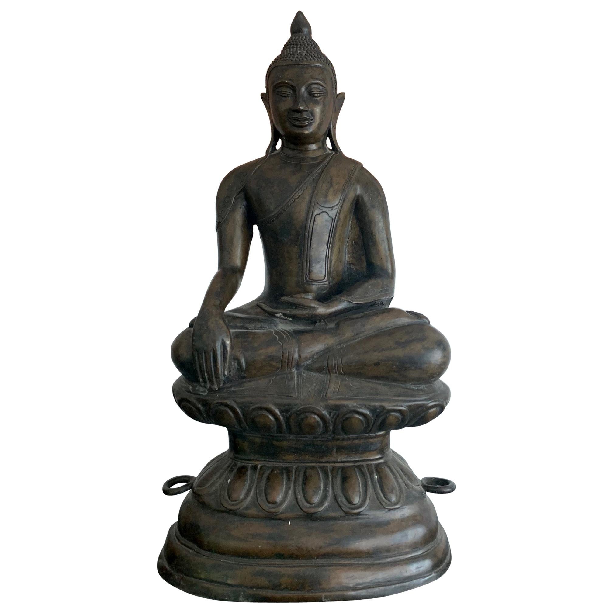 Copper Alloy Medicine Buddha Statue, Southeast Asia 