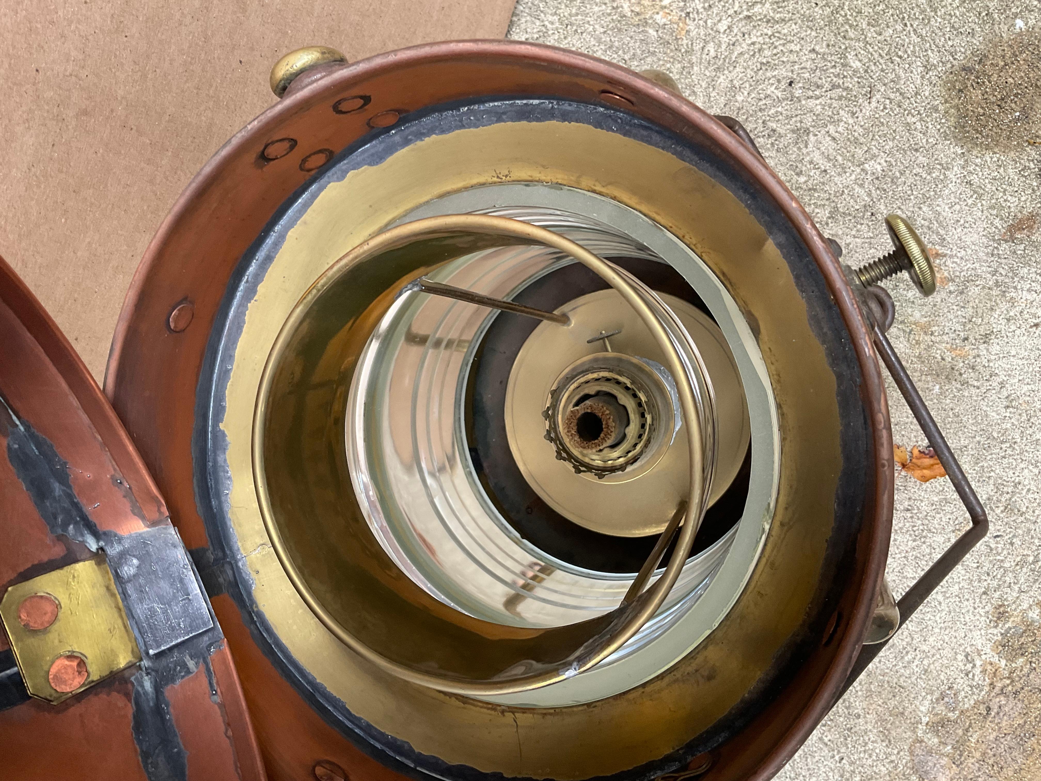 Copper Anchor Lantern with Fresnel Lens For Sale 1