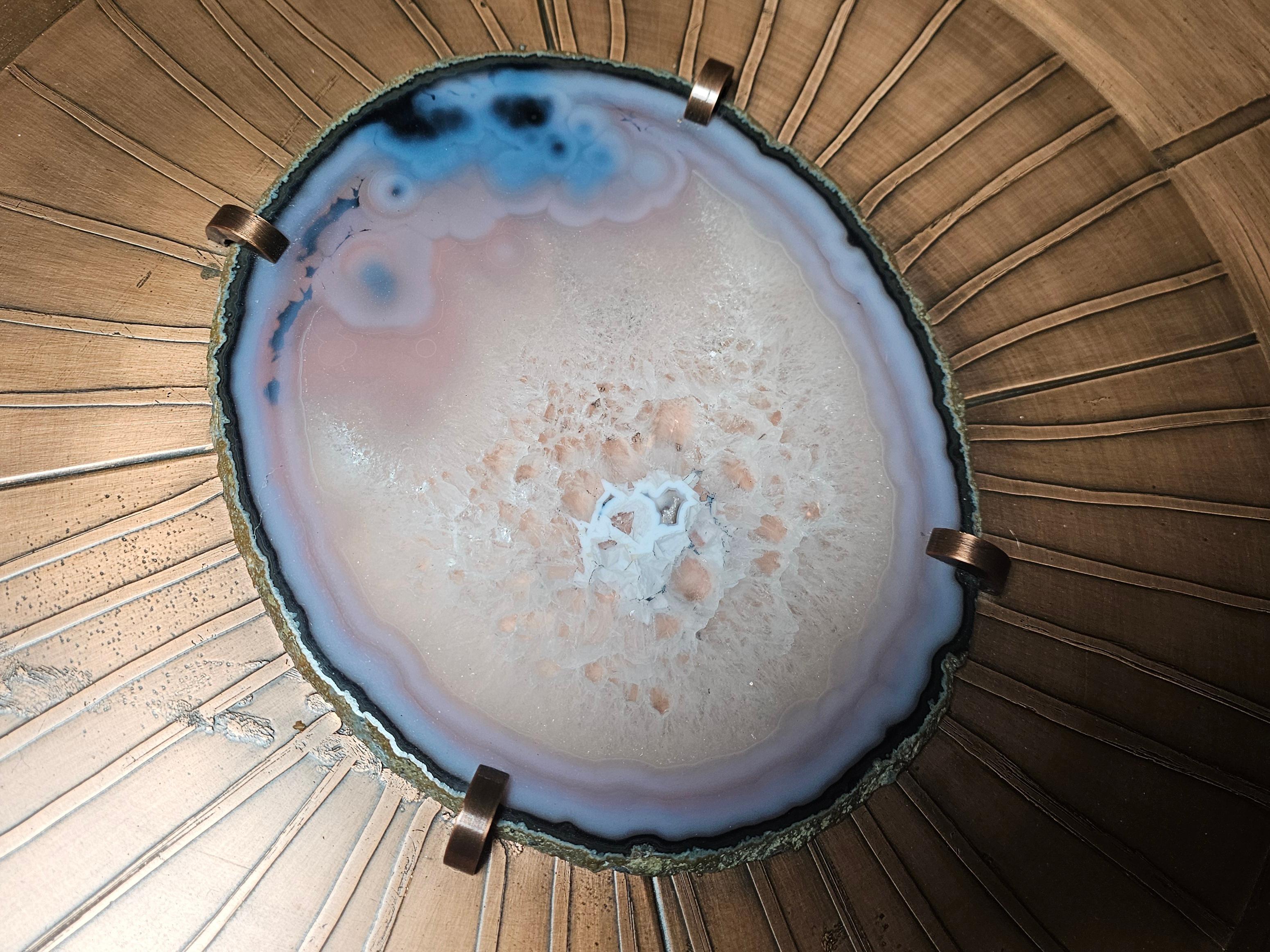 Copper and Agate stone Coffee Table by Felix de Boussy, for Studio Belgali For Sale 2