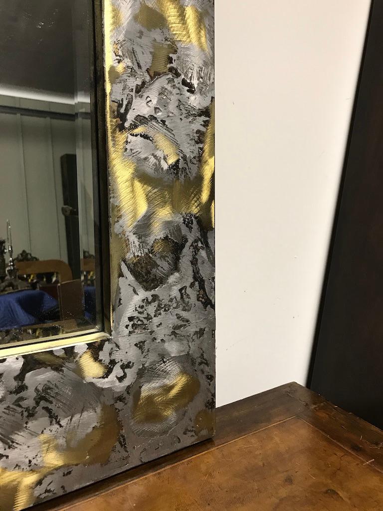 Specchio in ottone e alluminio del Mid Century Modern in vendita 4