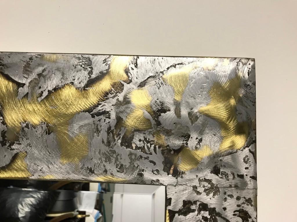 Mid Century Modern Brass and Aluminum Mirror For Sale 8