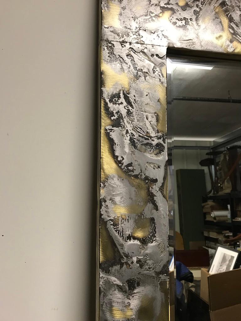 Mid Century Modern Brass and Aluminum Mirror In Good Condition For Sale In Stamford, CT