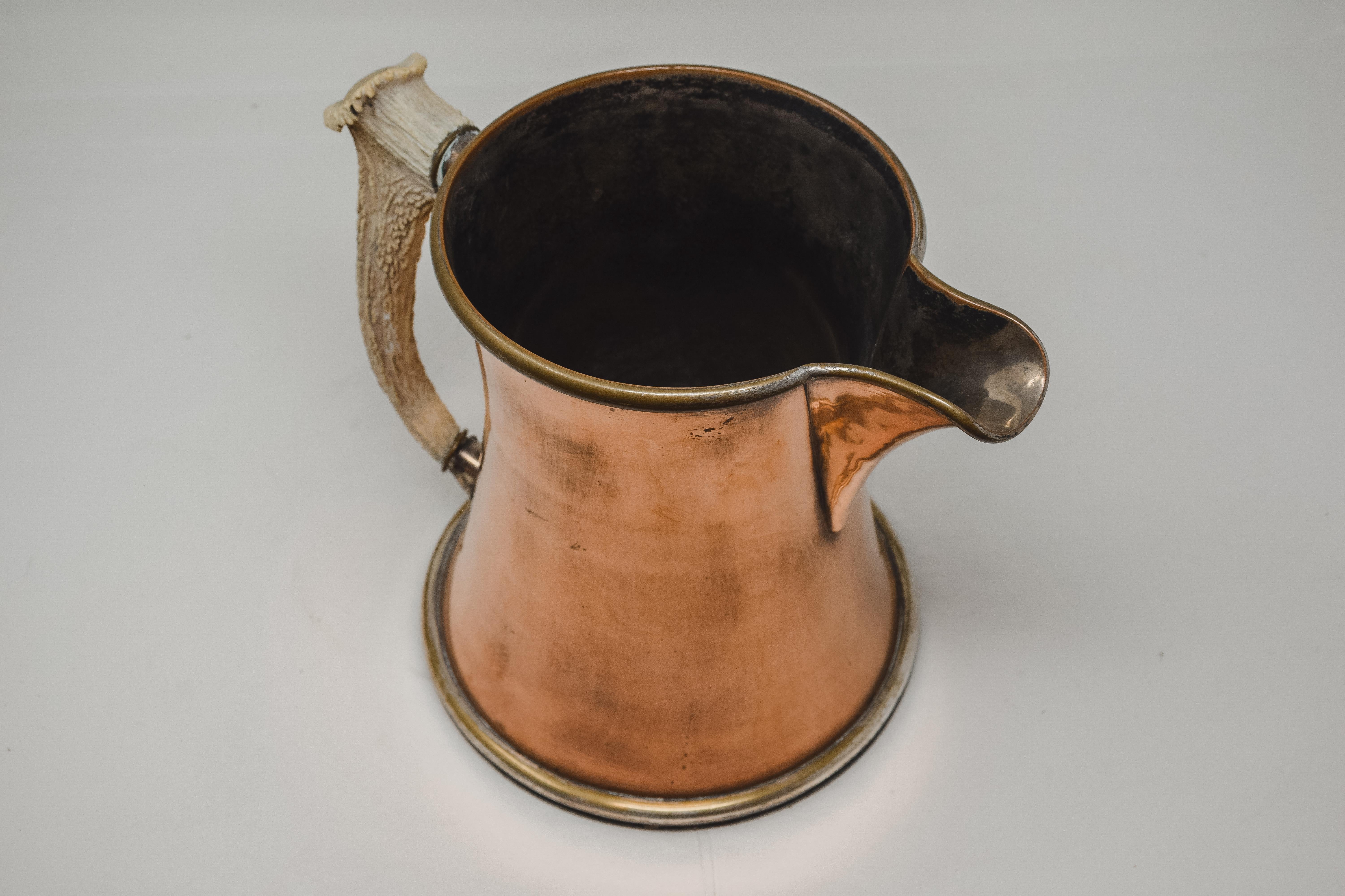 Copper and Antler Pitcher and 6 Mugs 3