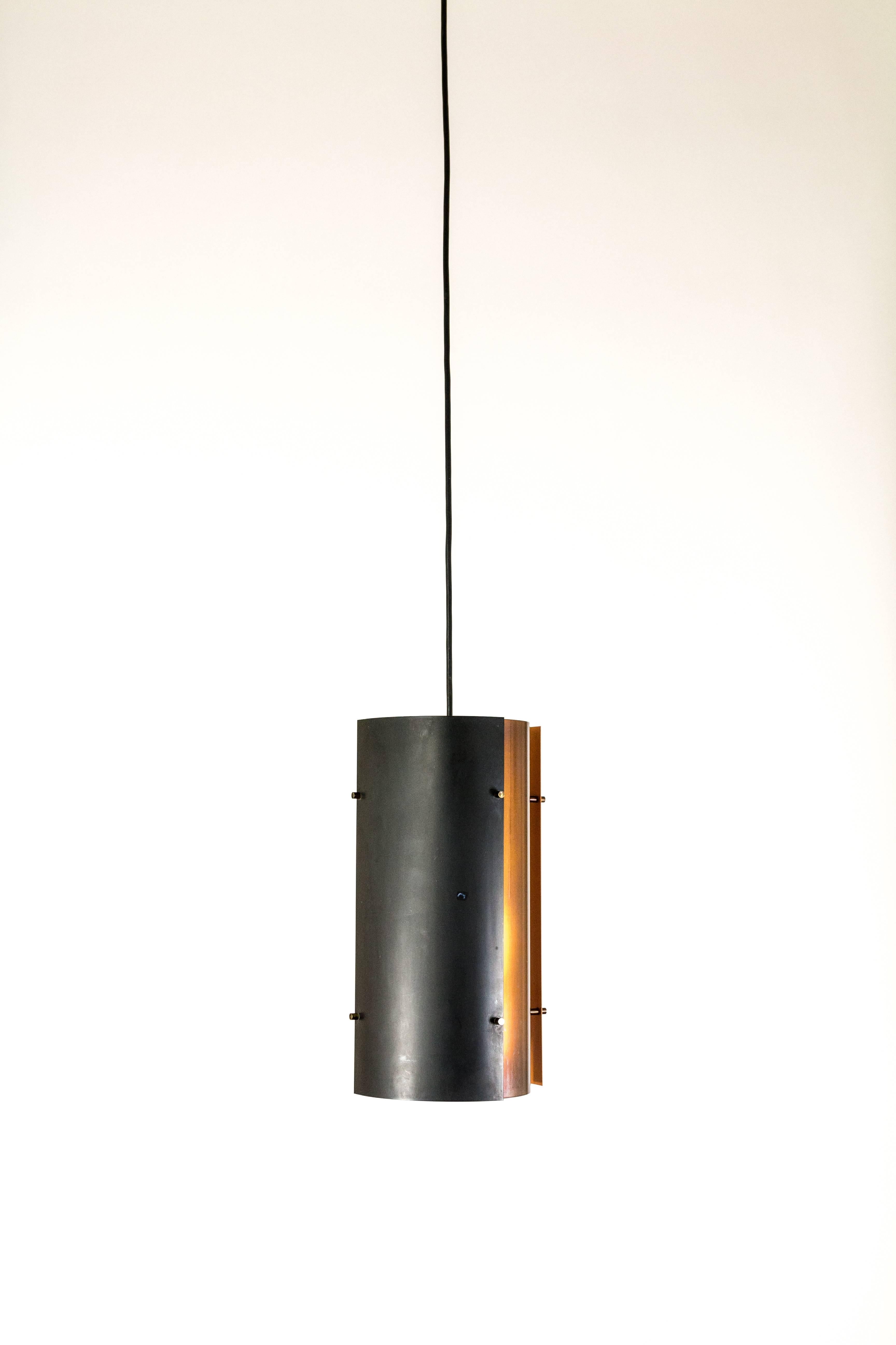 Mid-Century Modern Copper and Black Colored Pendant by Fog & Mørup, 1970s For Sale